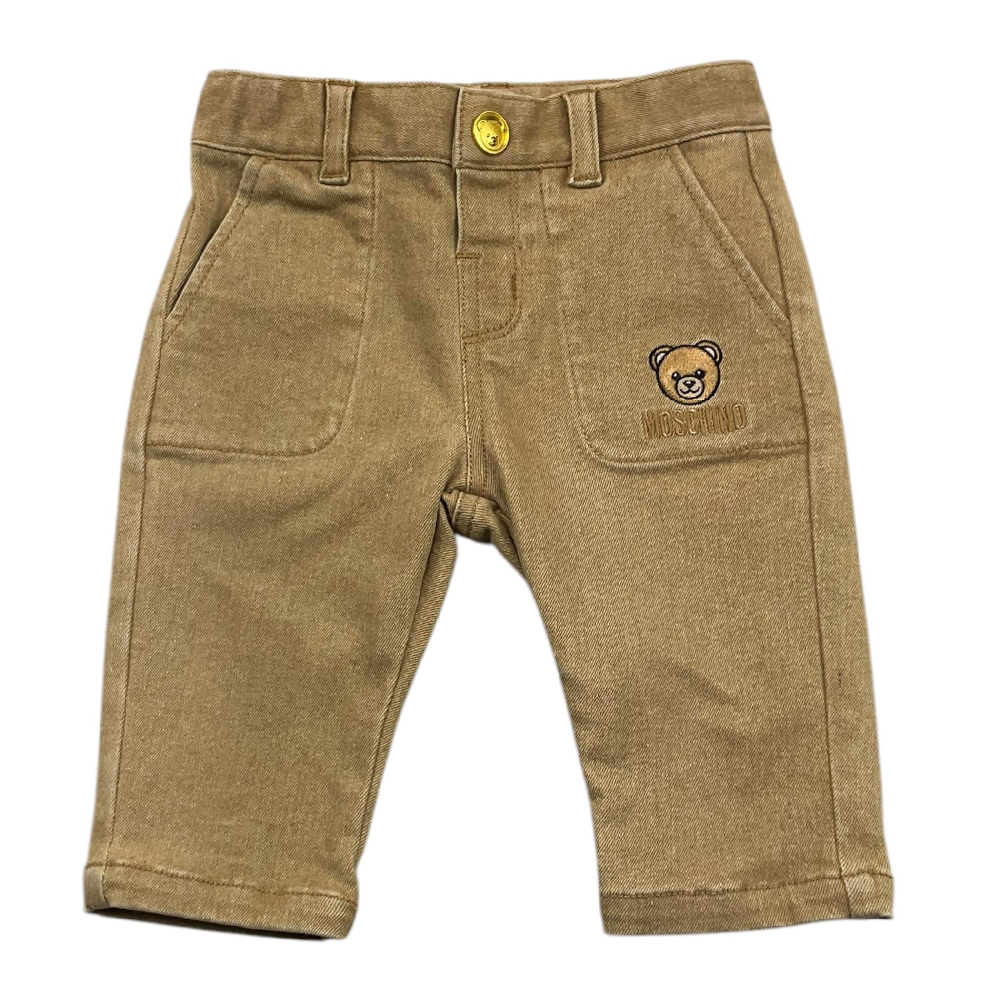 MOSCHINO pantalone tinta unita con logo Sabbia per Neonato MUP05L SABBIA MOSCHINO