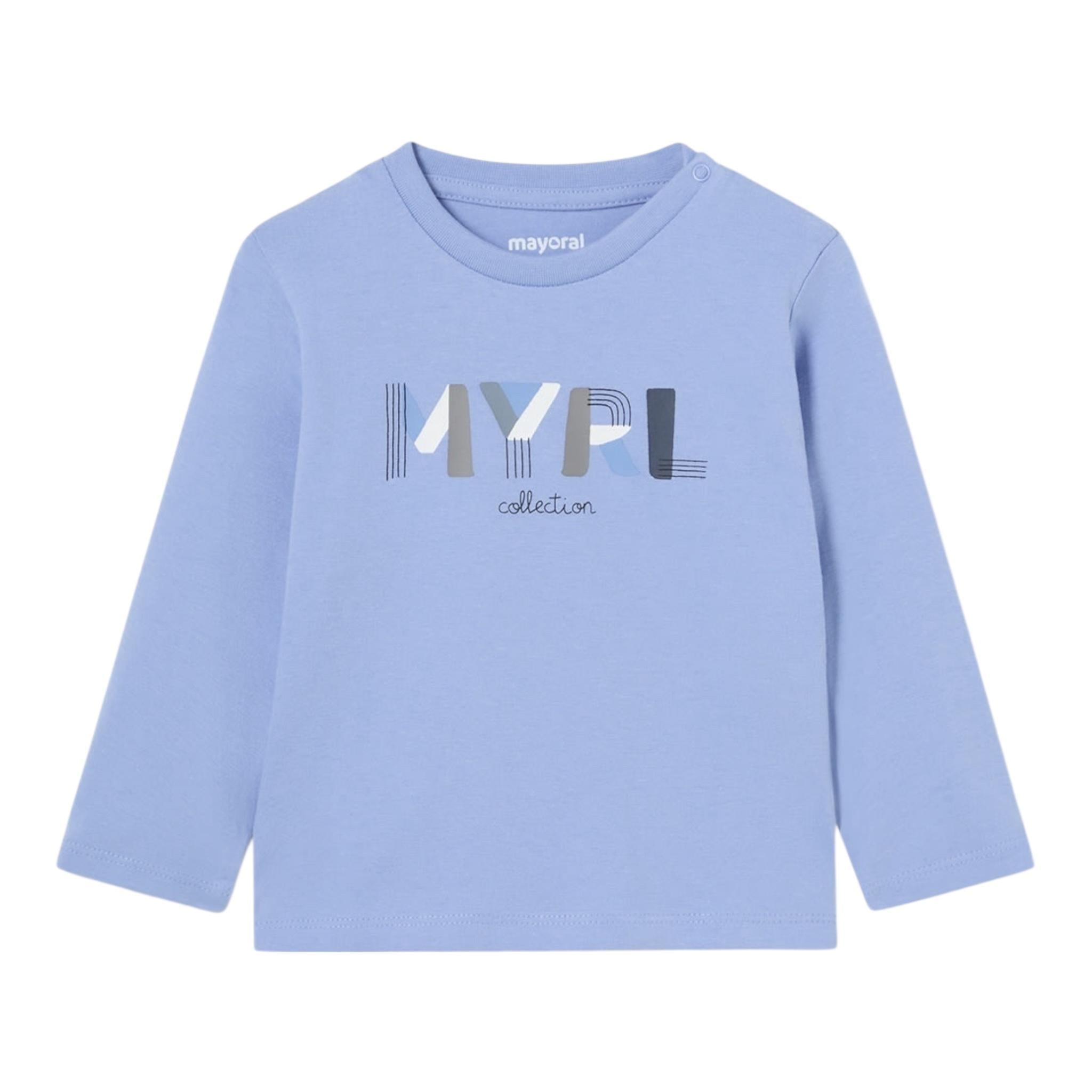 MAYORAL shrit girocollo tinta unita con stampa in contrasto Azzurro per Bambino 108JXX AZZURRO MAYORAL