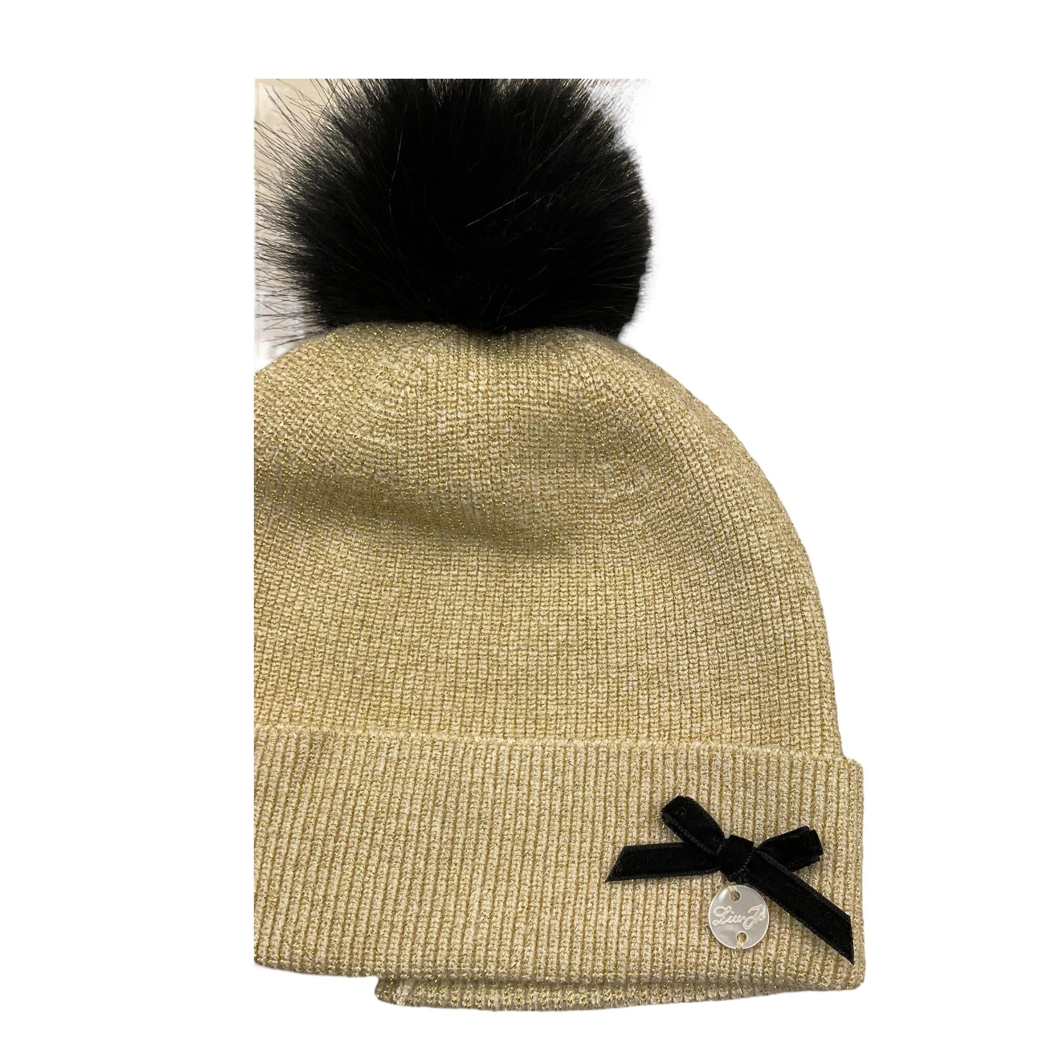 LIU JO cappello tinta unita con pon pon Oro per Neonata HF4080 ORO LIU JO