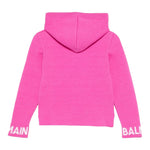 BALMAIN maglia tinta unita con cappuccio e stampa Fuxia per Bambina BV9B10 FUXIA BALMAIN