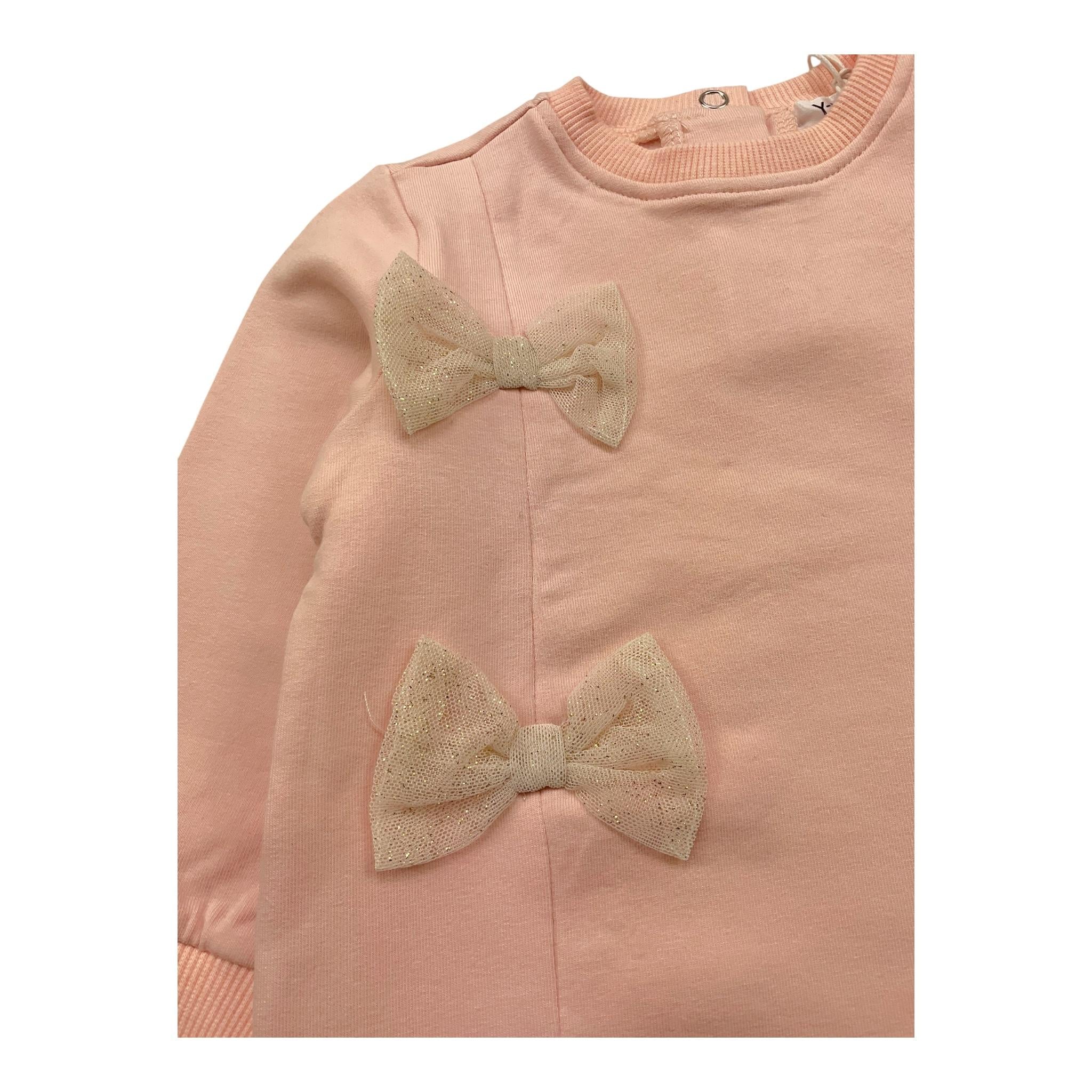 Y-CLU felpa girocollo tinta unita con fiocchi Rosa per Neonata YN20718 ROSA Y-CLU