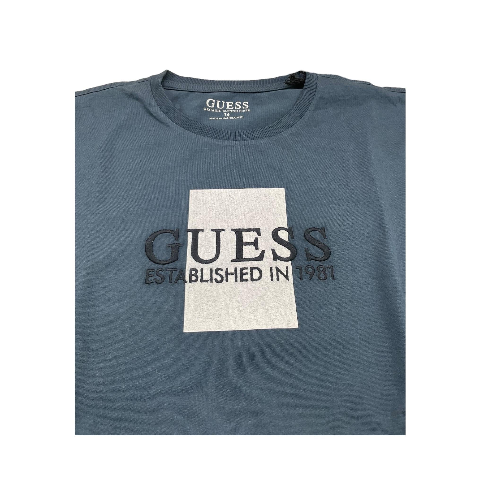 GUESS shirt girocollo tinta unita con stampa Blu per Bambino L3BI10I3Z14 BLU GUESS