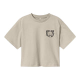 NAME IT t-shirt tinta unita girocollo con stampa Beige per Bambina 13234109 BEIGE NAME IT