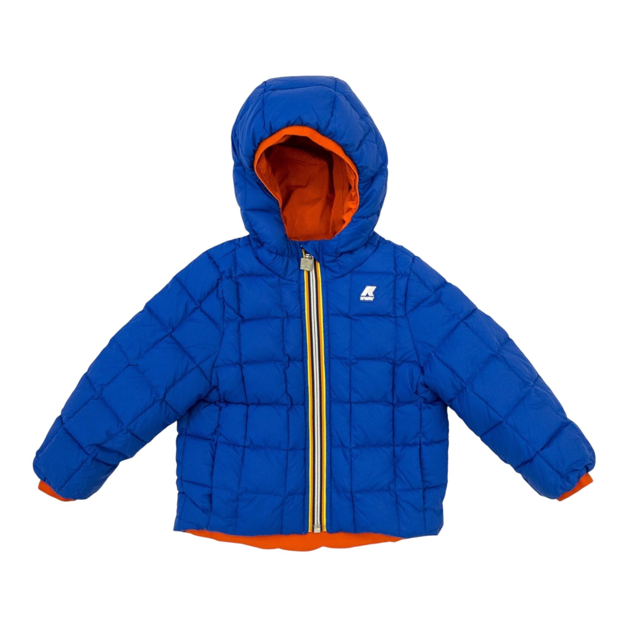 K-WAY giubbino reversibile bicolore con cappuccio Blu/arancione per Bambino K21383W BLU/ARANCIONE K-WAY