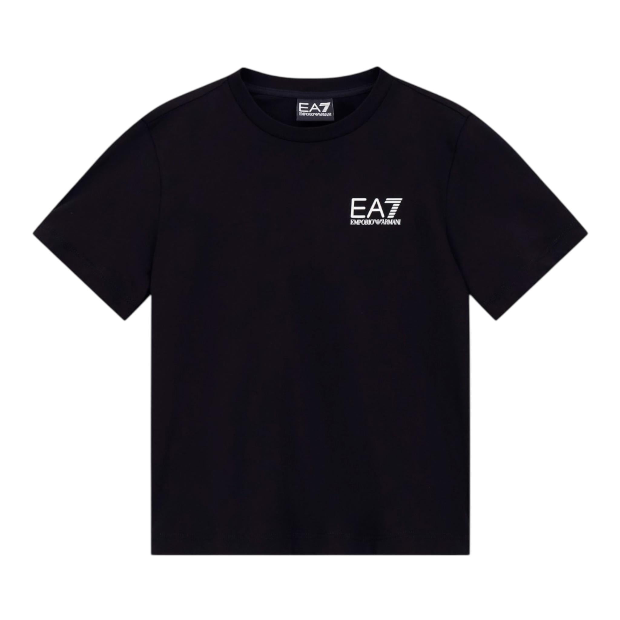 EMPORIO ARMANI t-shirt girocollo tinta unita con stampa Nero per Bambino 8NBT51 NERO EMPORIO ARMANI