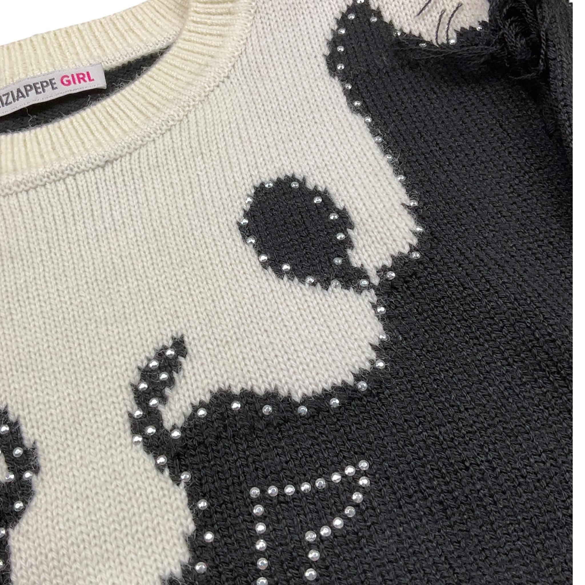 PATRIZIA PEPE maglia bicolore girocollo con fantasia Bianco/nero per Bambina 7K0046 BIANCO/NERO PATRIZIA PEPE