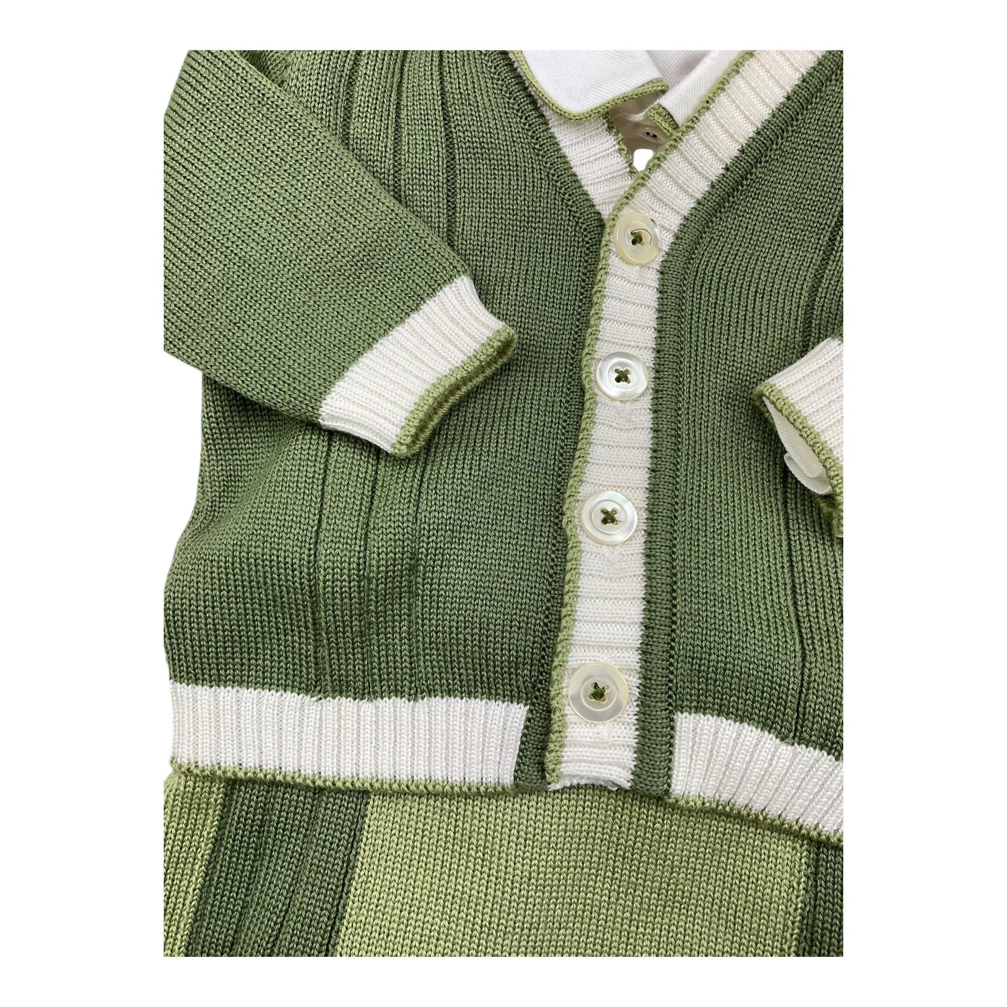 COLORI CHIARI completo 3 pezzi camicia-salopette-cardigan Verde per Neonato MF437171 VERDE COLORI CHIARI