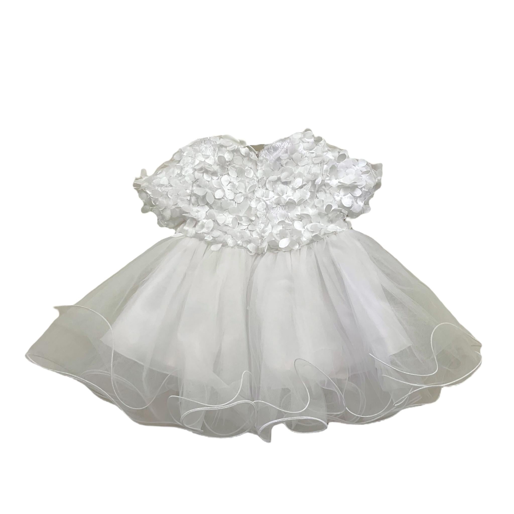 NANAN abito cerimonia mezza manica con tulle Bianco per Neonata N053 BIANCO NANAN