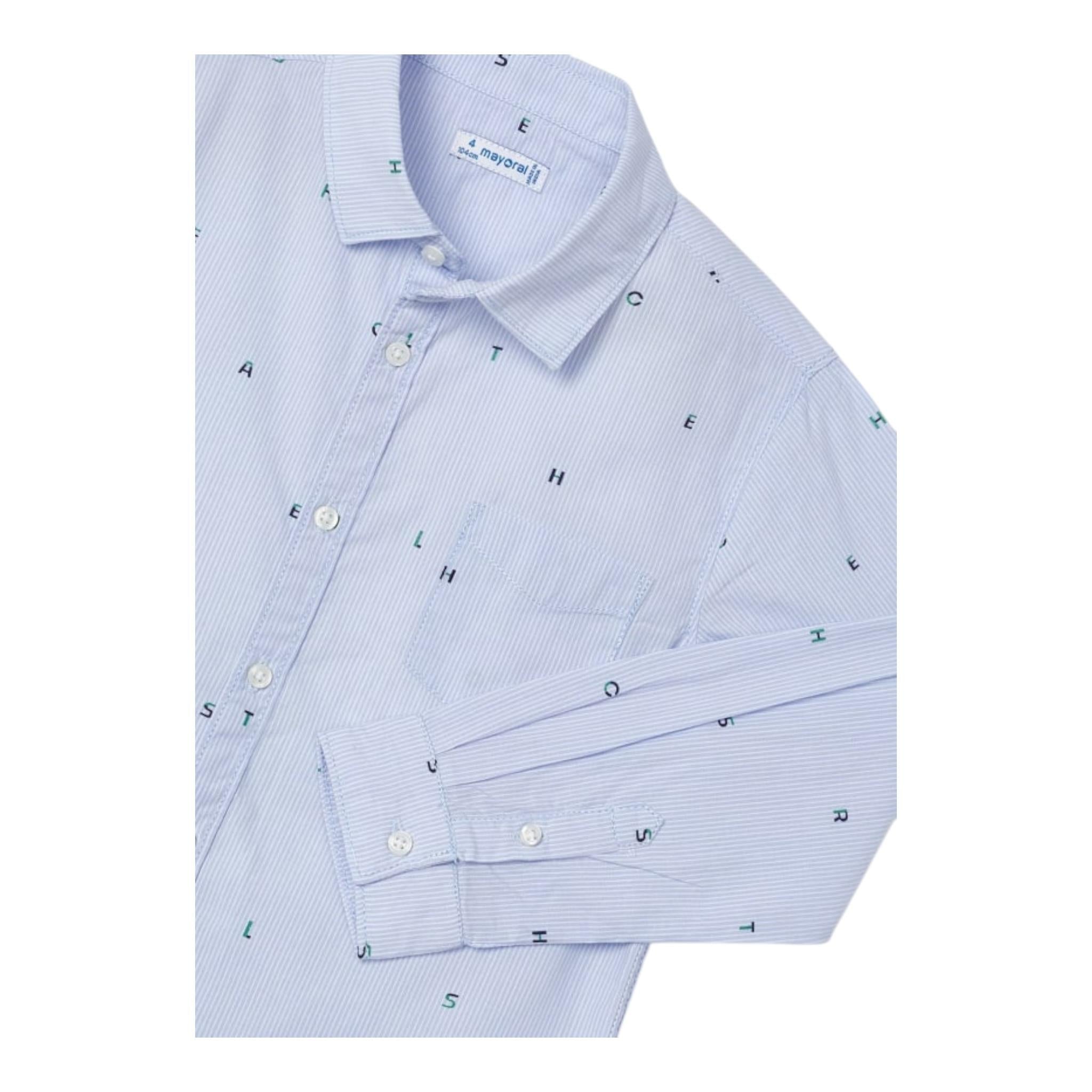 MAYORAL camicia manica lunga tinta unita con stampa Azzurro per Bambino 4110X AZZURRO MAYORAL