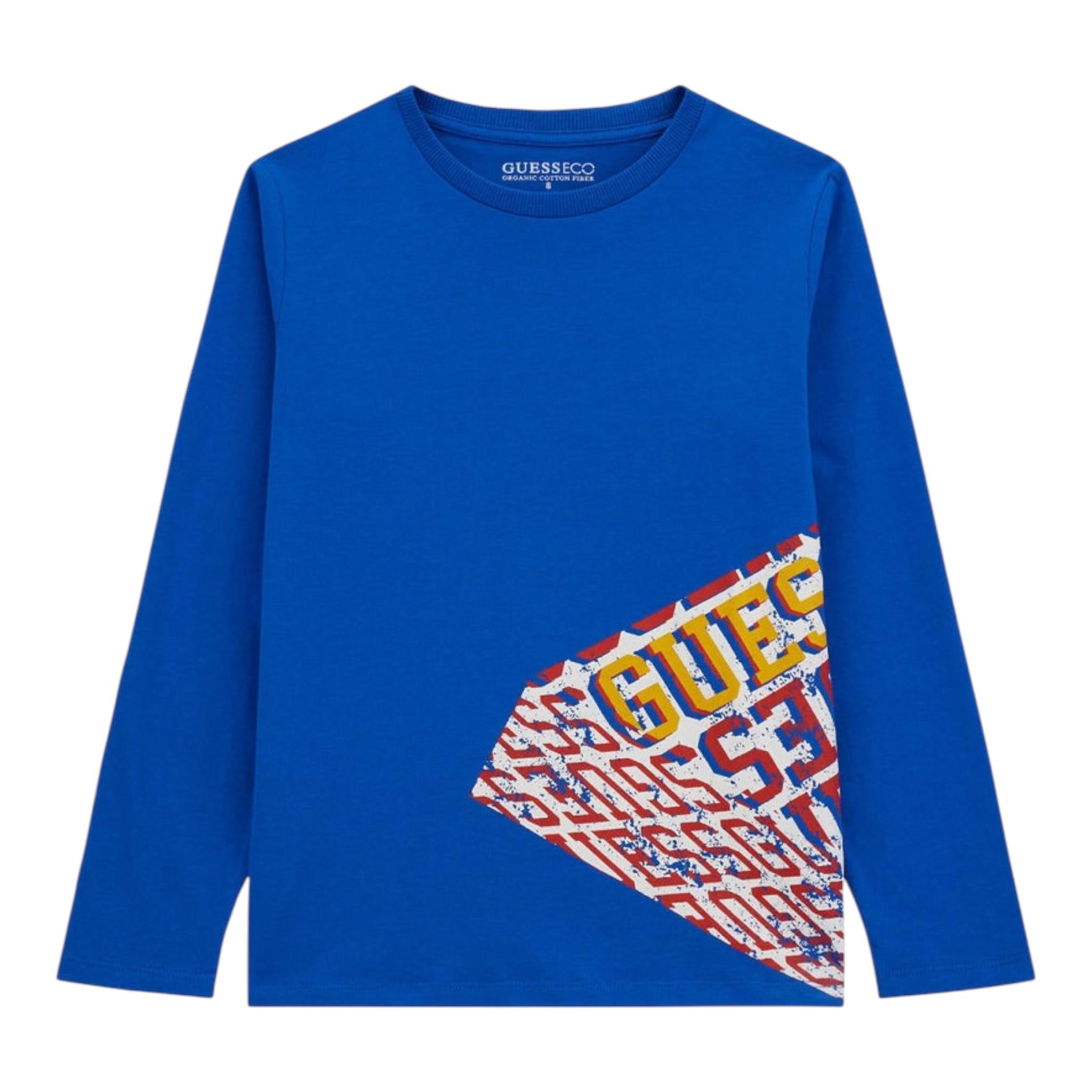 GUESS shirt girocollo tint unita con stampa logo Blu per Bambino L4YI03K8HM4 BLU GUESS