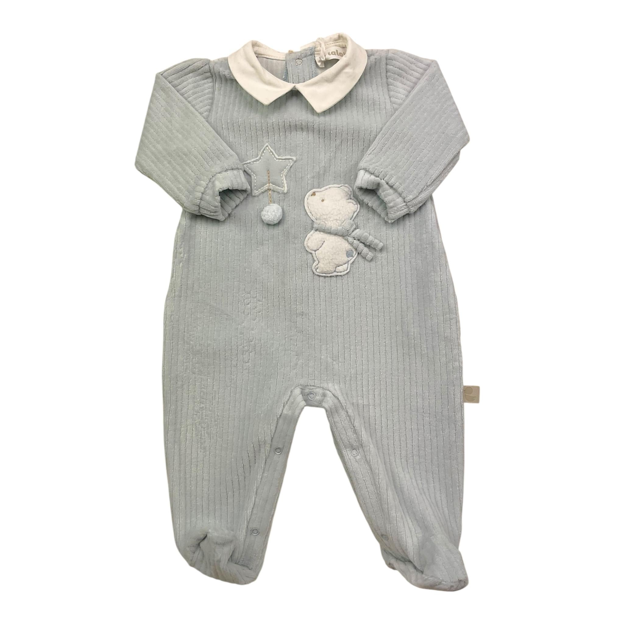 LALALU' tutina tinta unita con stampa Azzurro per Neonato TCL1N AZZURRO LALALU'