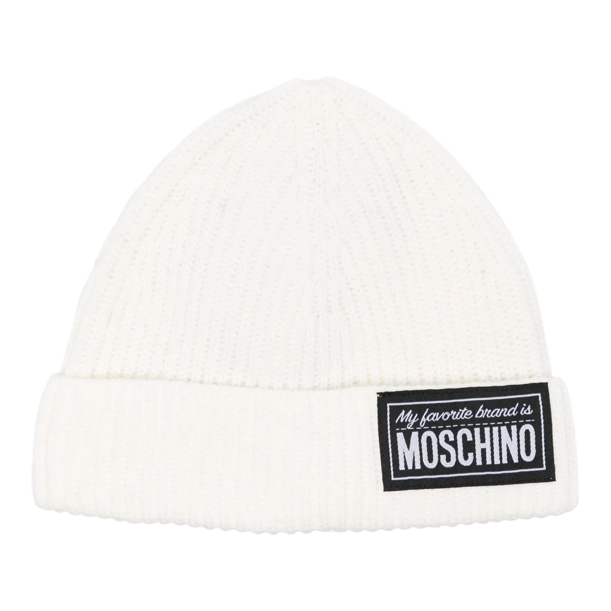 MOSCHINO cappelli tinta unita con stampa logo Panna per Bambina HUXO2IA PANNA MOSCHINO