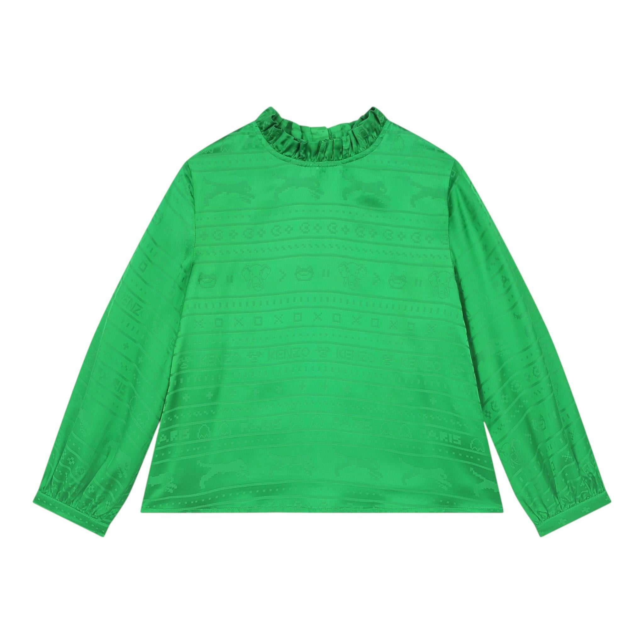 KENZO camicia tinta unita logata Verde per Bambina K15681 VERDE KENZO