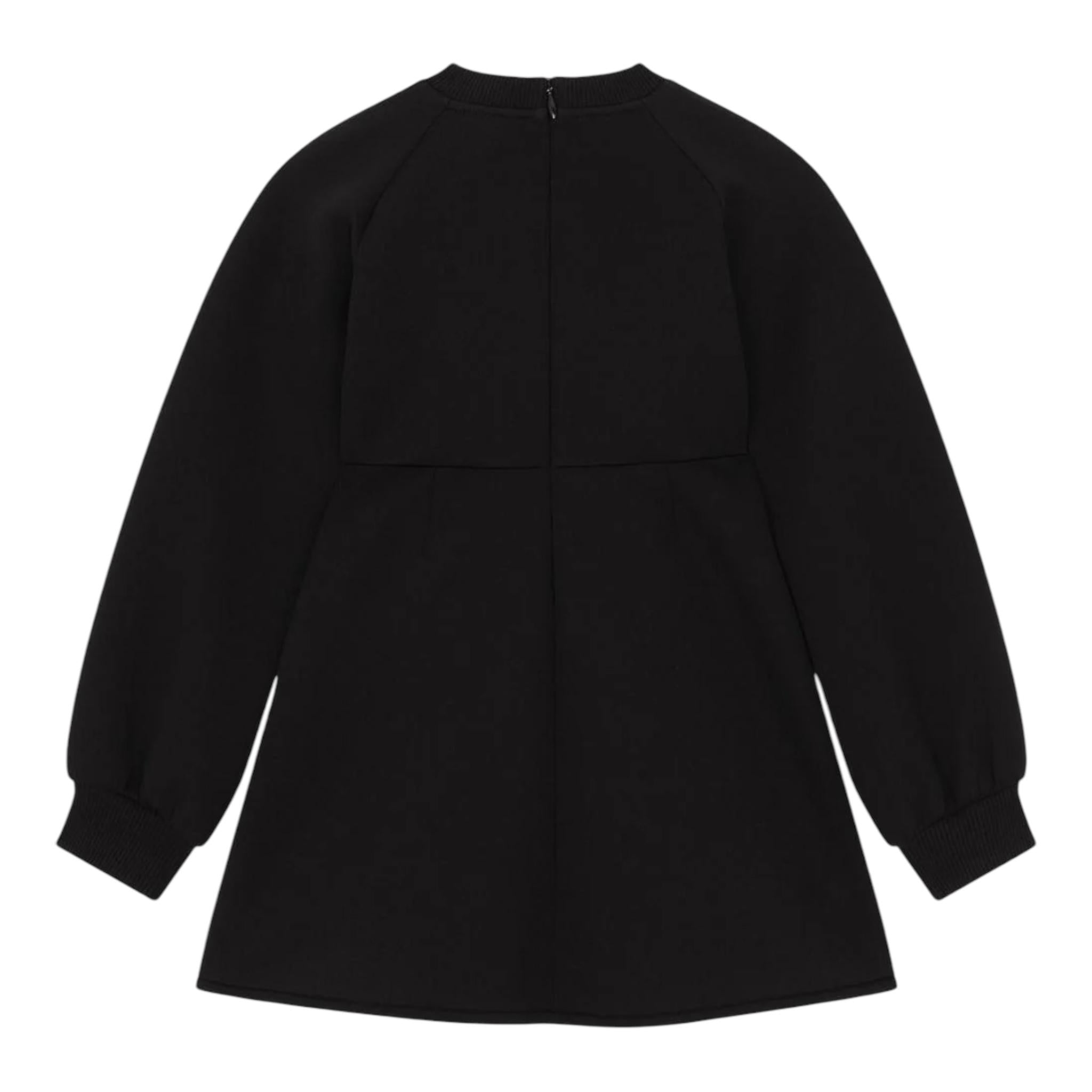 DOLCE & GABBANA abito tinta unita con logo Nero per Bambina L5JD3J NERO DOLCE & GABBANA