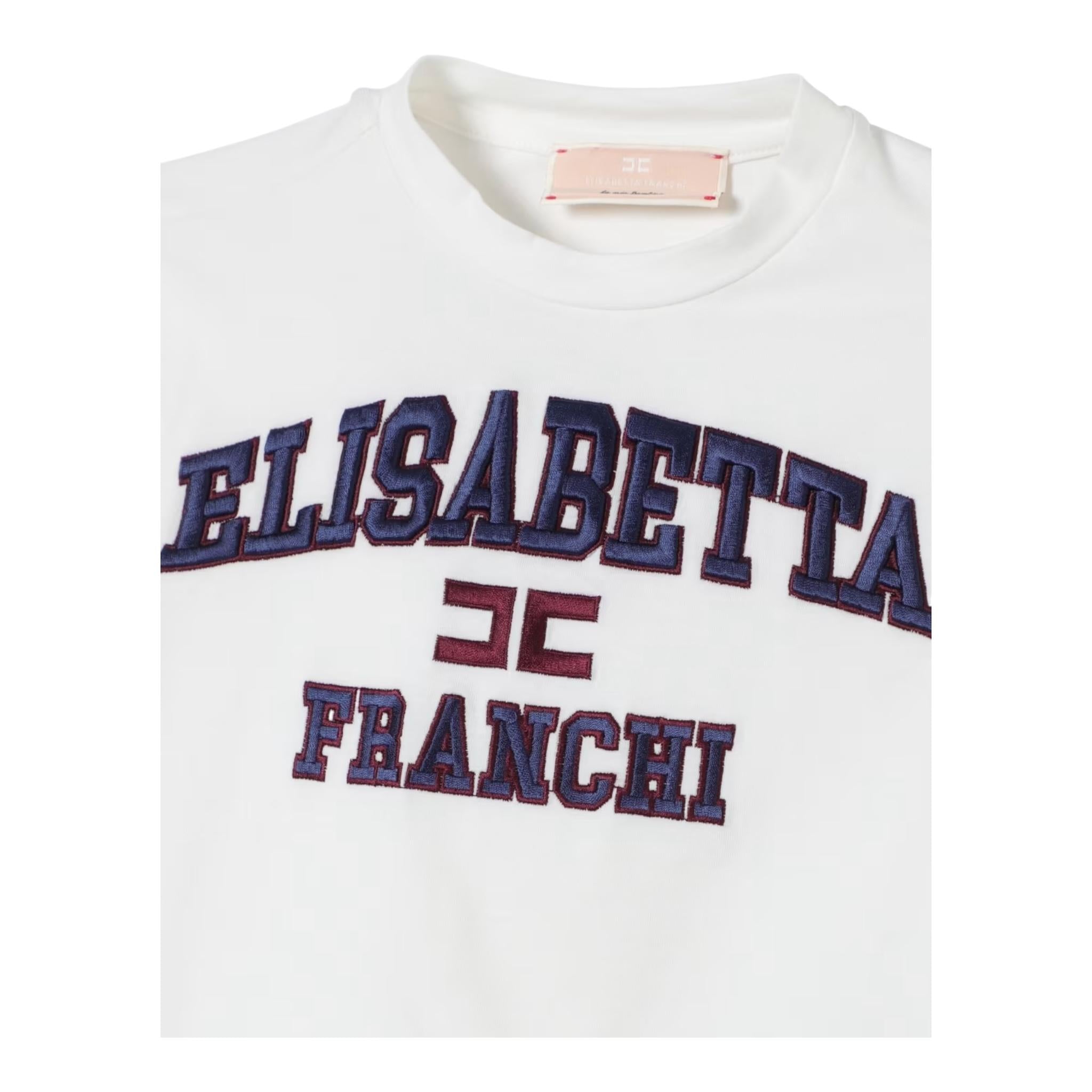 ELISABETTA FRANCHI t-shirt girocollo tinta unita cn stampa in contrasto Bianco per Neonata EGTS087NX BIANCO ELISABETTA FRANCHI