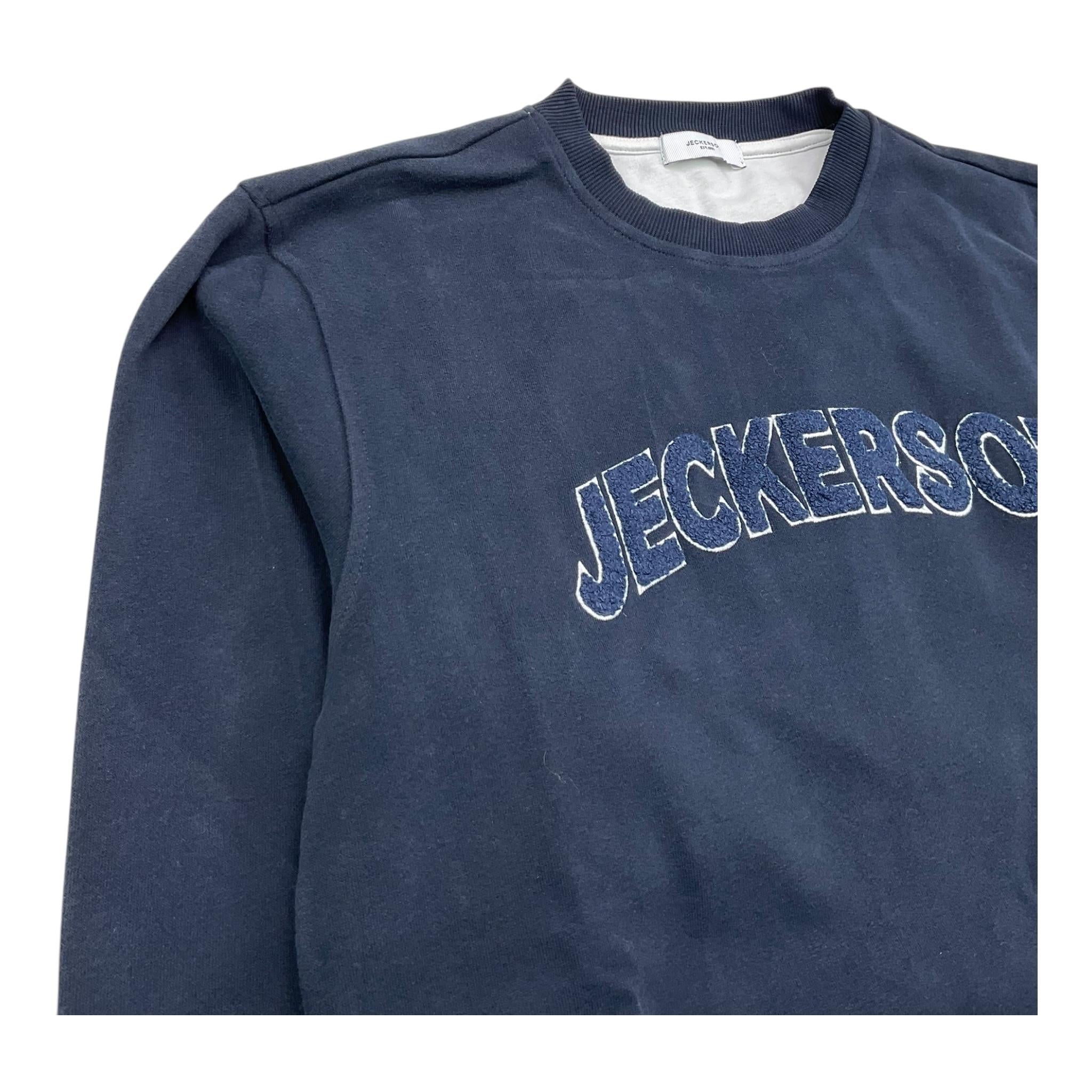 JECKERSON felpa chiusa girocollo tinta unita con logo Blu per Bambino J4436 BLU JECKERSON