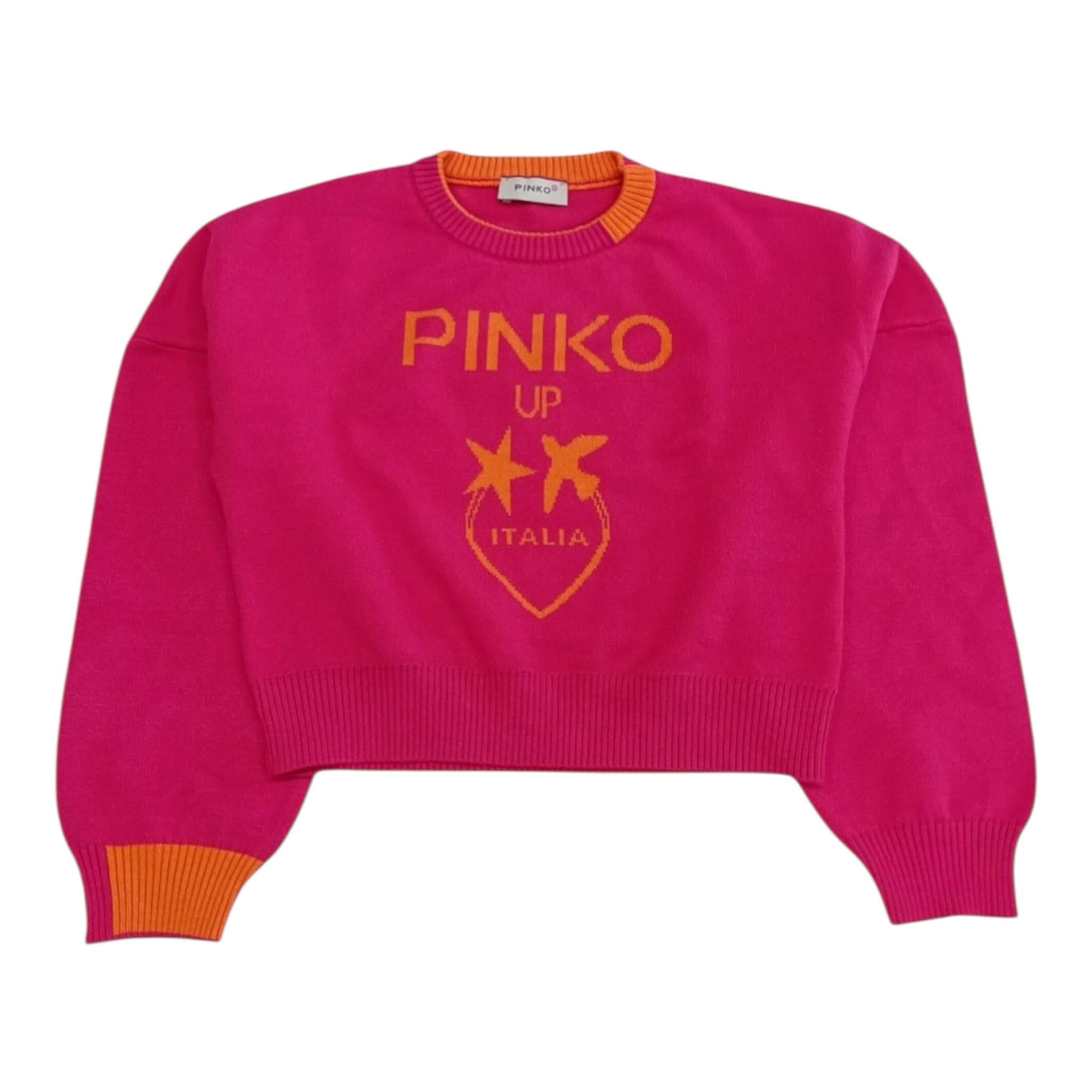 PINKO maglia tinta unita con stampa in contrasto Fuxia per Bambina F4PIBGJP108JX FUXIA PINKO