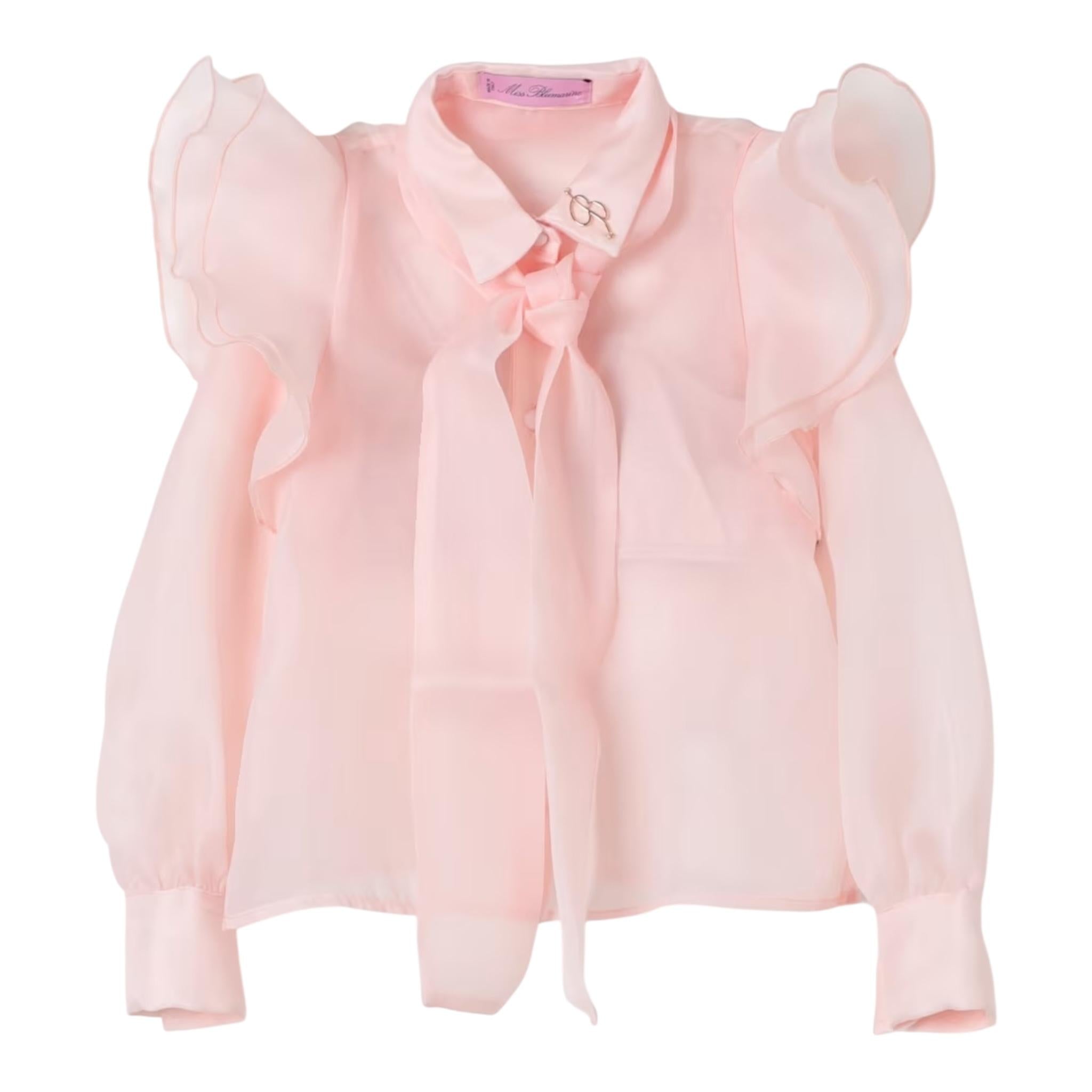 MISS BLUMARINE camicia tinta unita con top e foulards Rosa per Bambina IA4001 ROSA MISS BLUMARINE