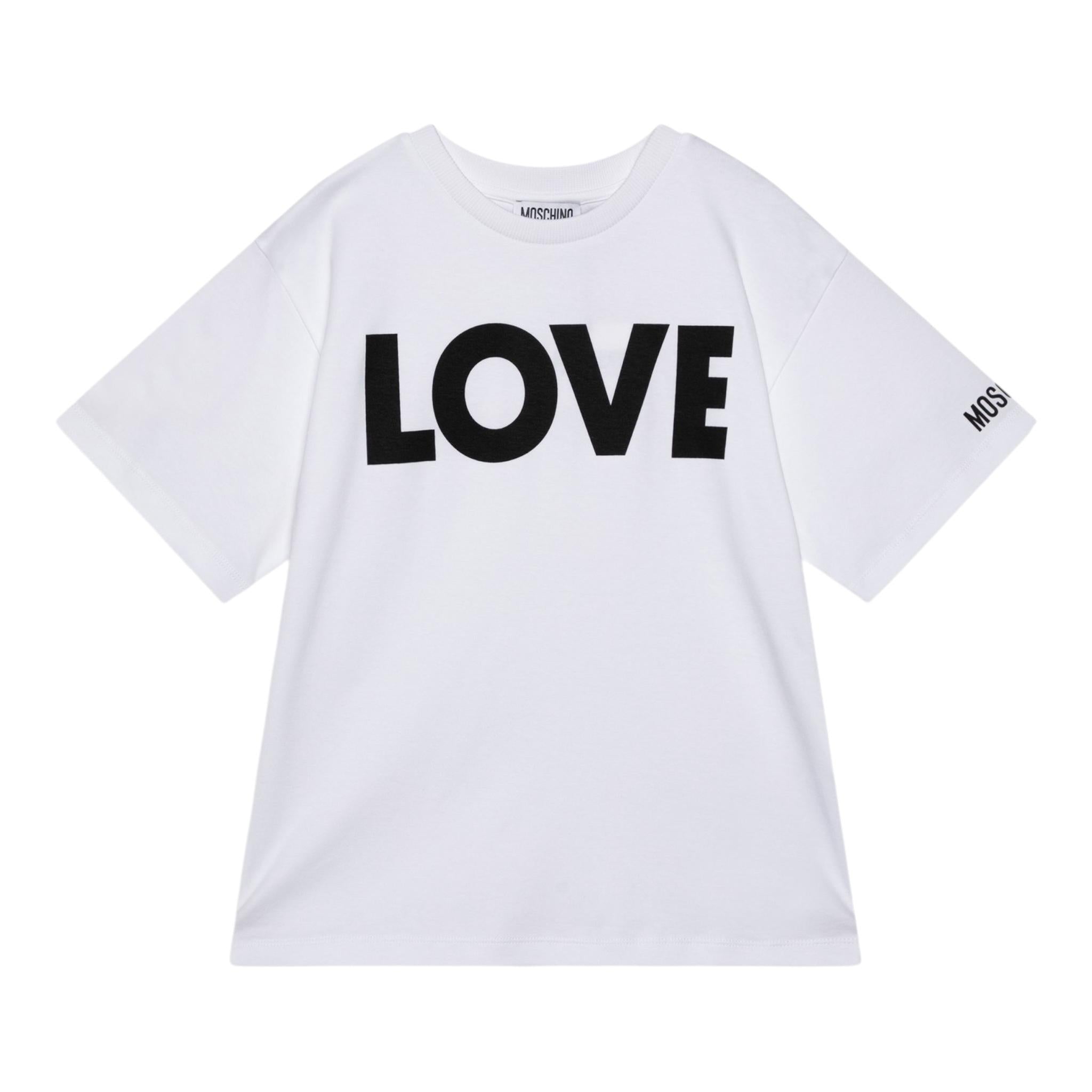 MOSCHINO t-shirt girocollo tinta unita con stampa Bianco per Bambina HDM06HX BIANCO MOSCHINO