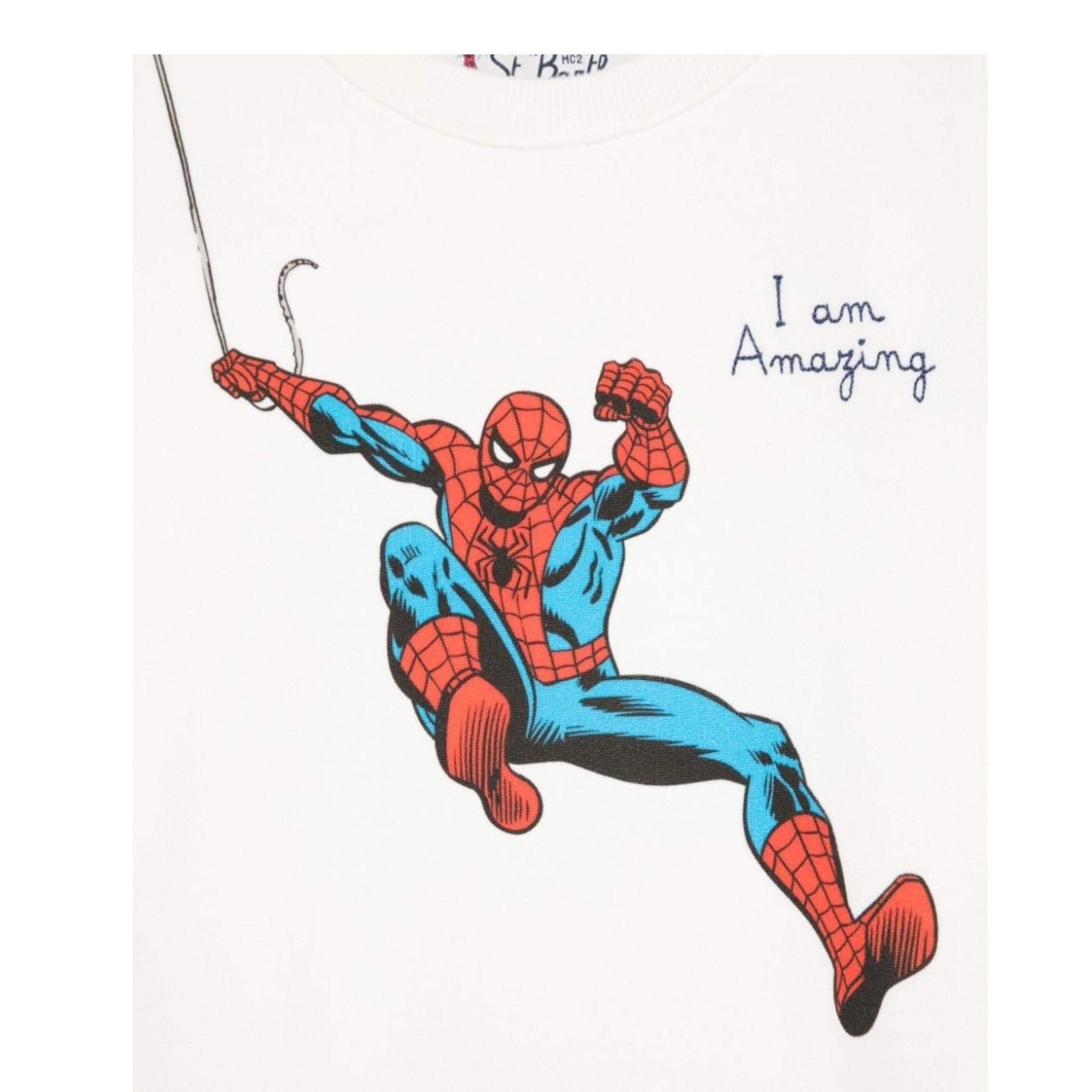 SAINT BARTH felpa girocollo tinta unita con stampa spiderman Bianco per Bambino HUT000401326G BIANCO SAINT BARTH