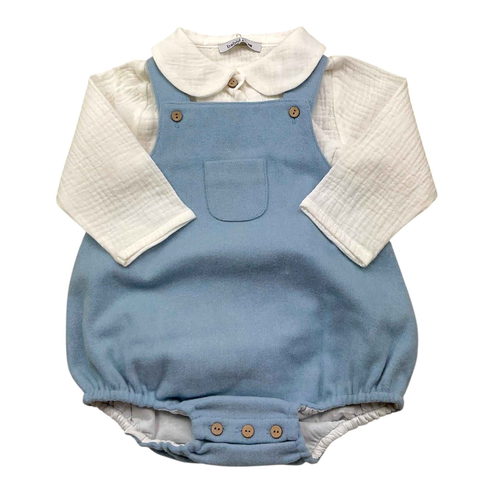 BABIDU complato 2pz camicia-salopette bicolore Bianco/azzurro per Neonata 41770 BIANCO/AZZURRO BABIDU