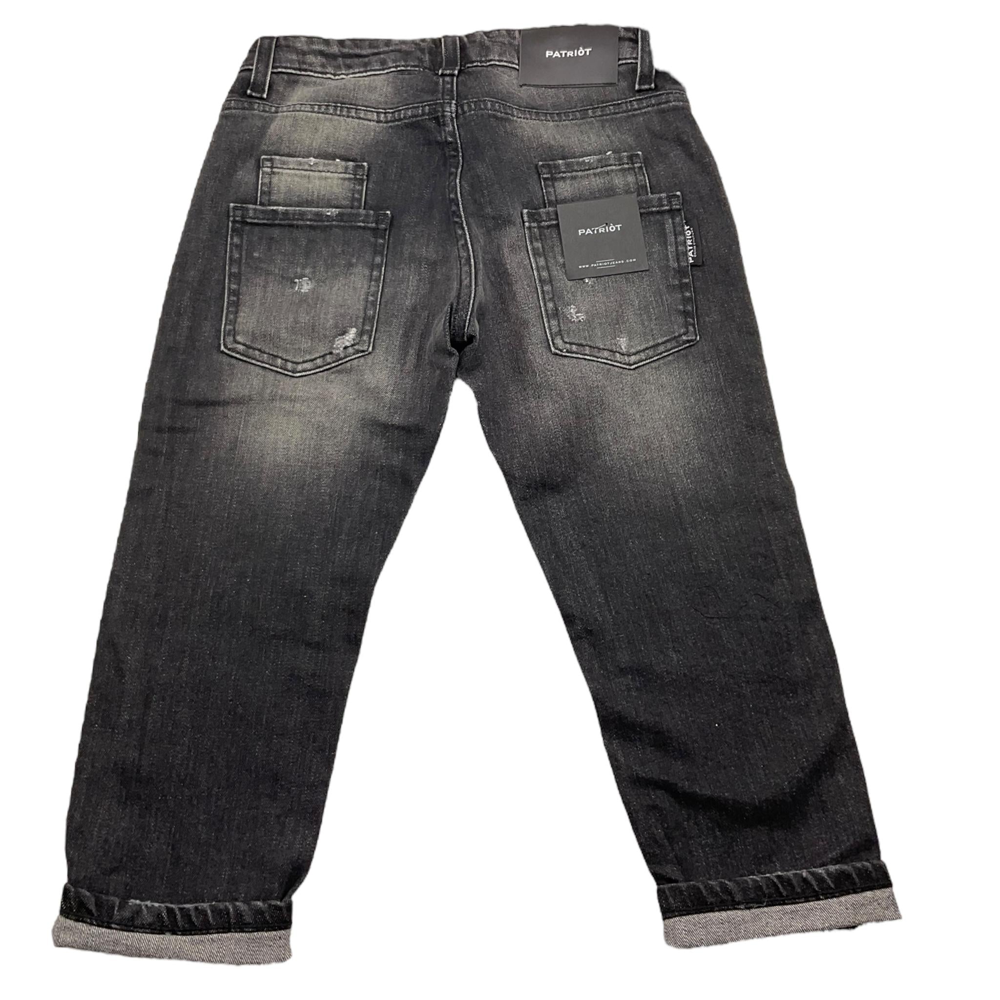 PATRIOT jeans tinta unita con strappi Nero per Bambino PB4F2WPBK19 NERO PATRIOT