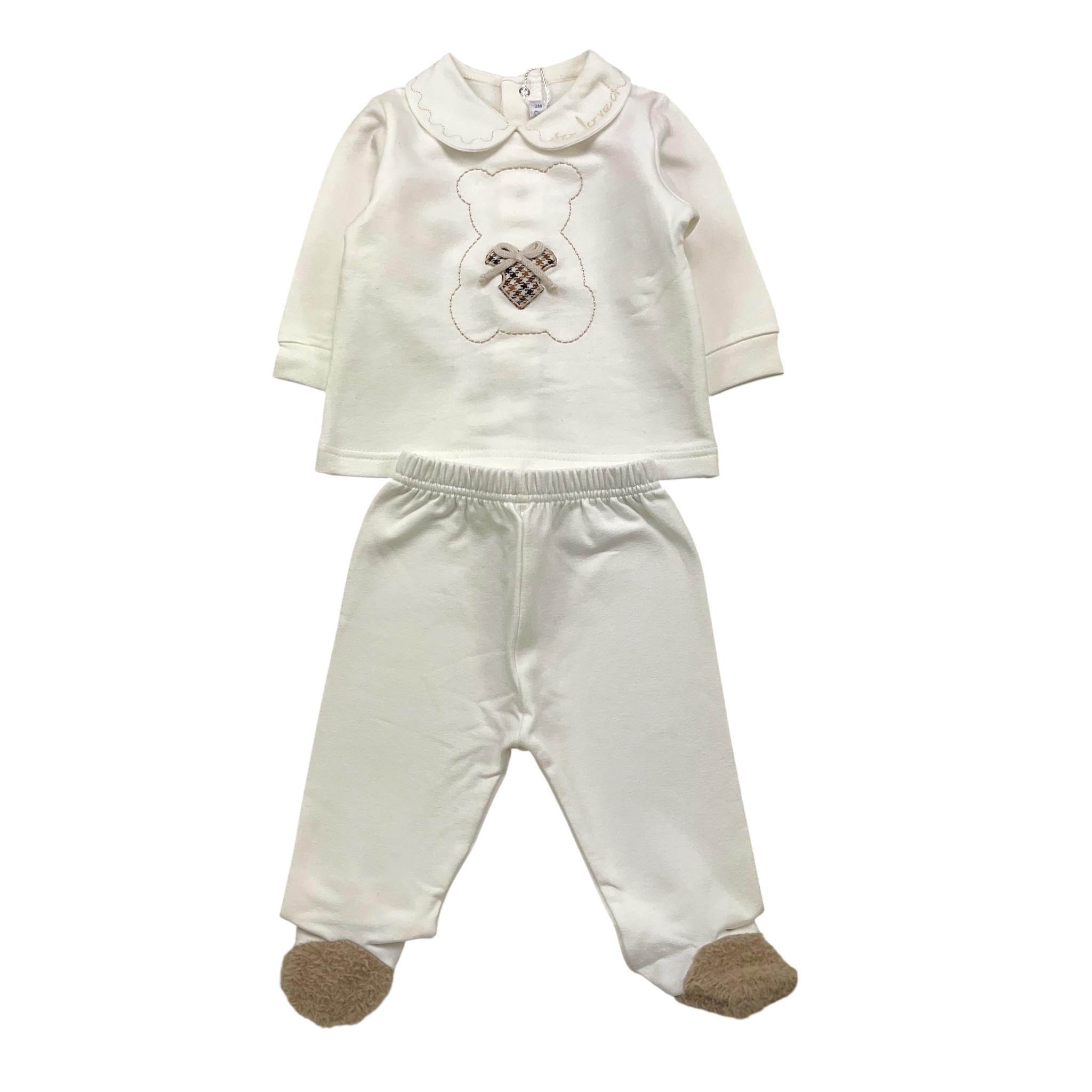 BARCELLINO completo 2pz tinta unita maglia-pantalone Bianco per Neonata DUJE BIANCO BARCELLINO