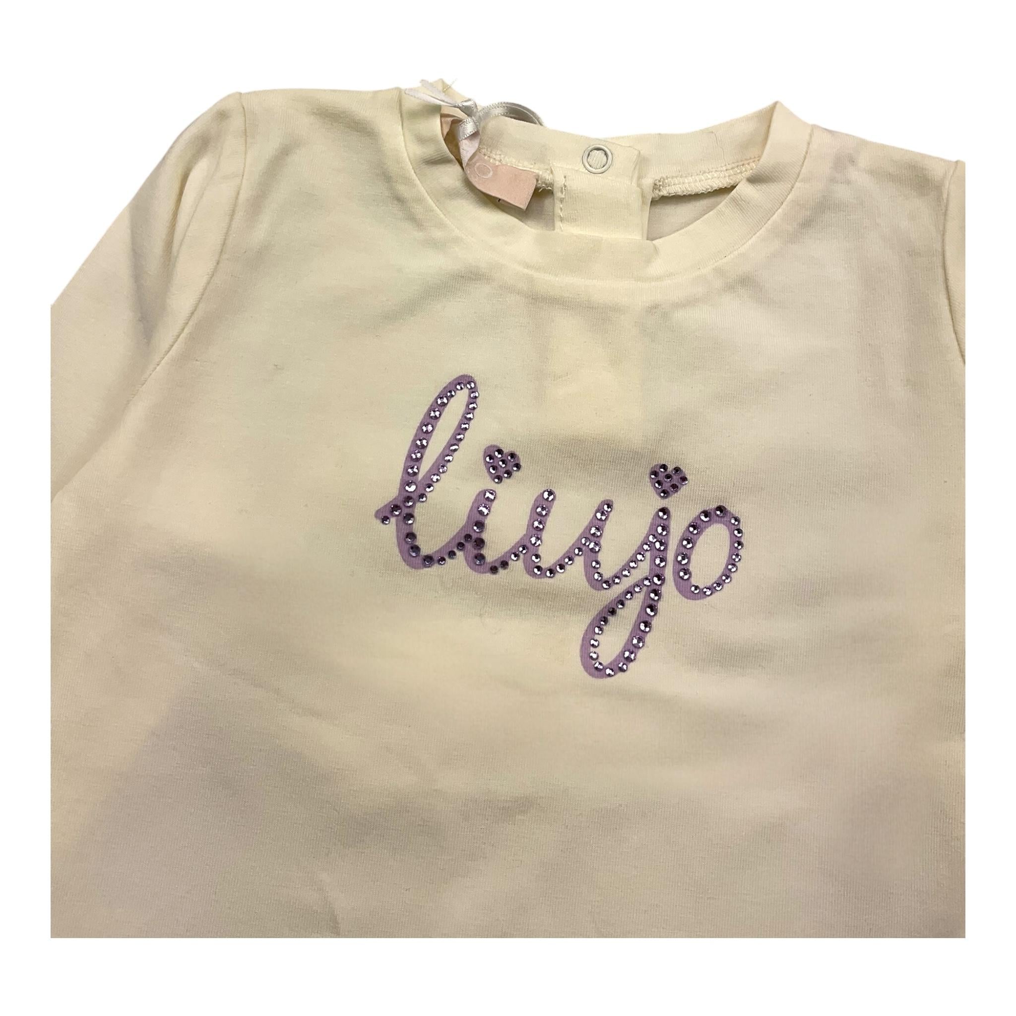 LIU JO shirt girocollo tinta unita cn stampa brillantinata Panna per Neonata HF4042 PANNA LIU JO