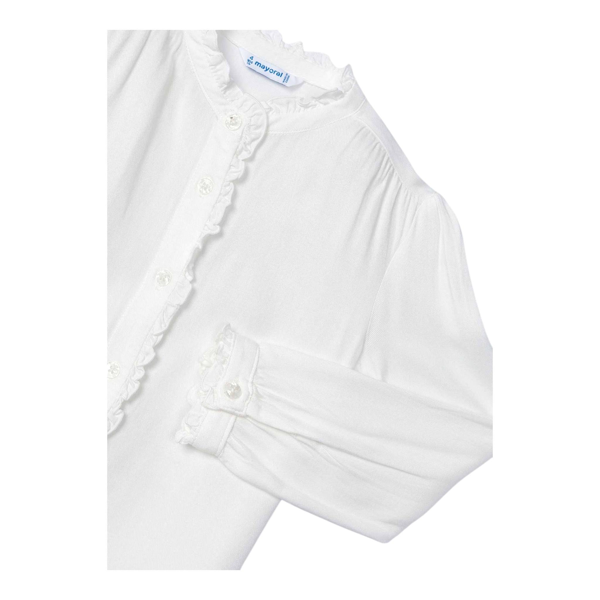 MAYORAL camicia manica lunga tinta unita con rouches Bianco per Bambina 4105 BIANCO MAYORAL