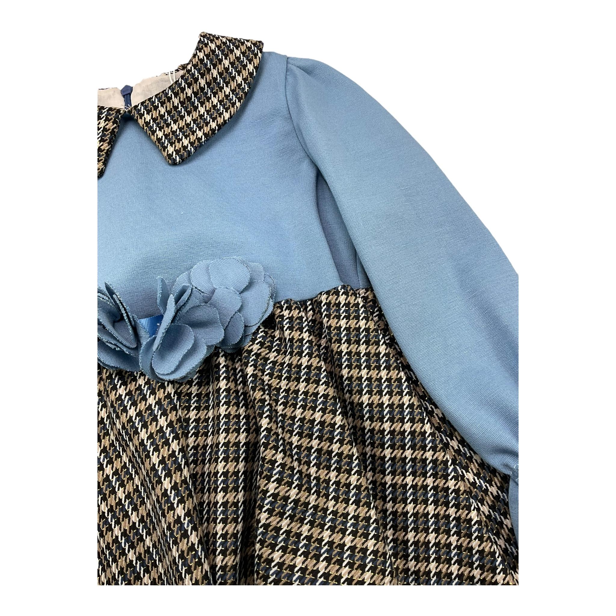AMBARABA' abito manica lunga bicolore  Azzurro per Bambina FF38025 AZZURRO AMBARABA'