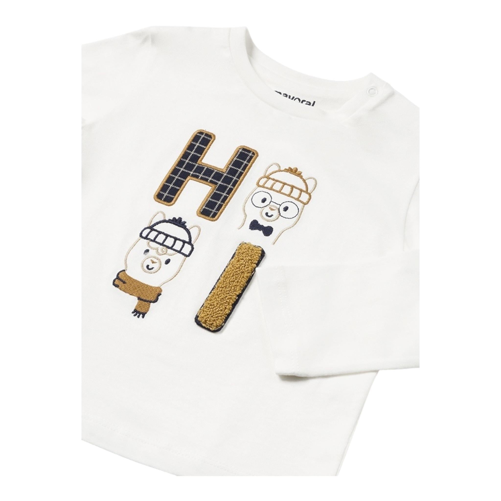 MAYORAL shirt girocollo tinta unita con stampa in contrasto Panna per Neonato 2030 PANNA MAYORAL