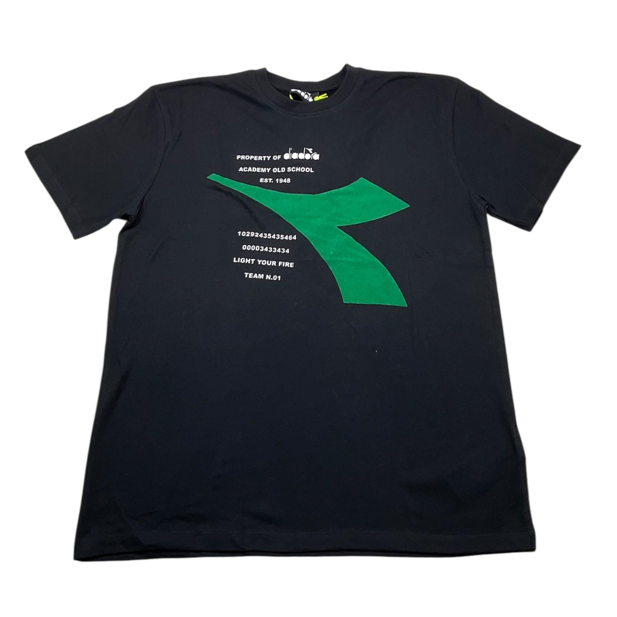 DIADORA t-shirt girocollo tinta unita con logo Nero per Bambino F4DIJBTH004 NERO DIADORA