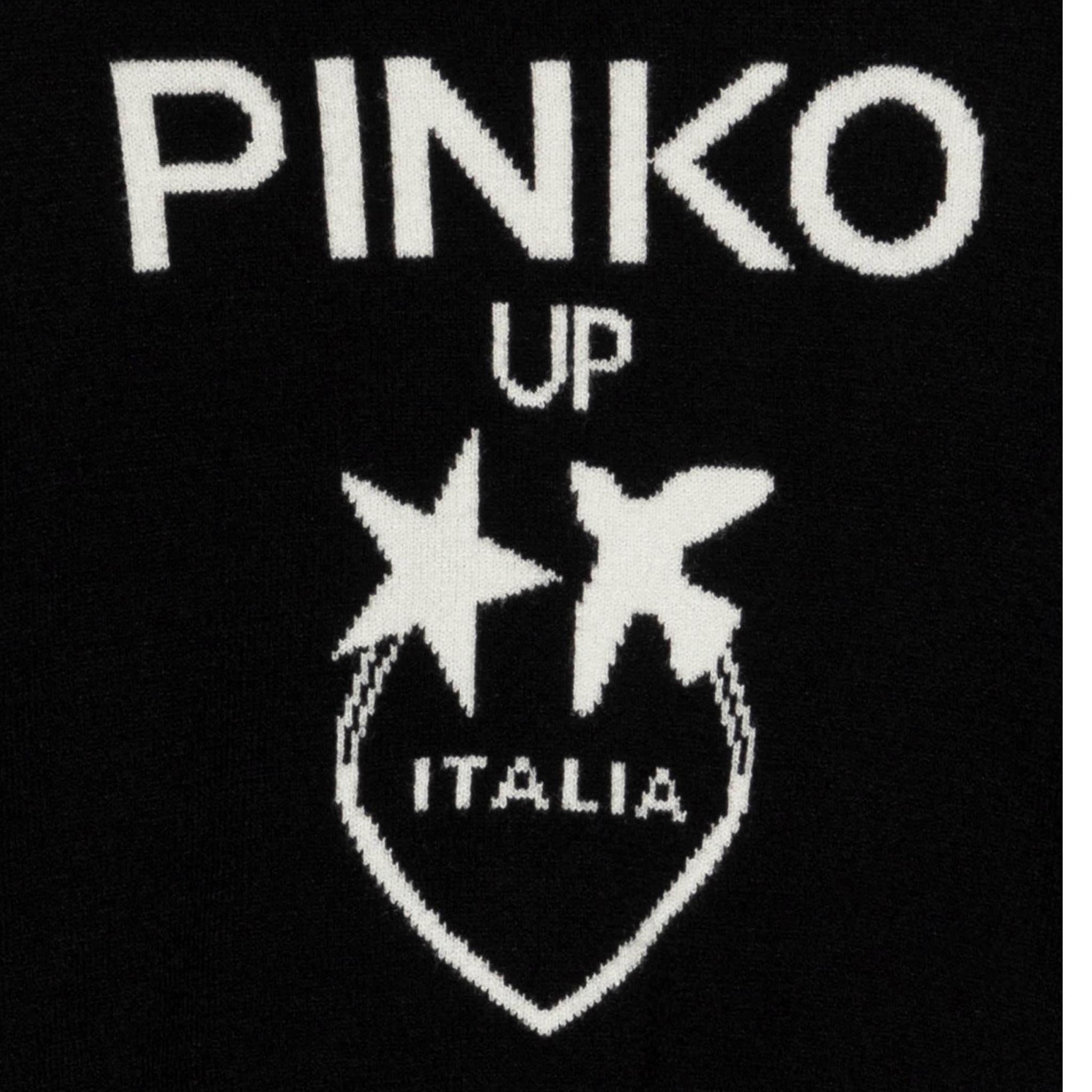 PINKO abito in maglia mezzo collo tinta unita con stampa in contrasto Nero per Bambina F4PIJGDR088 NERO PINKO