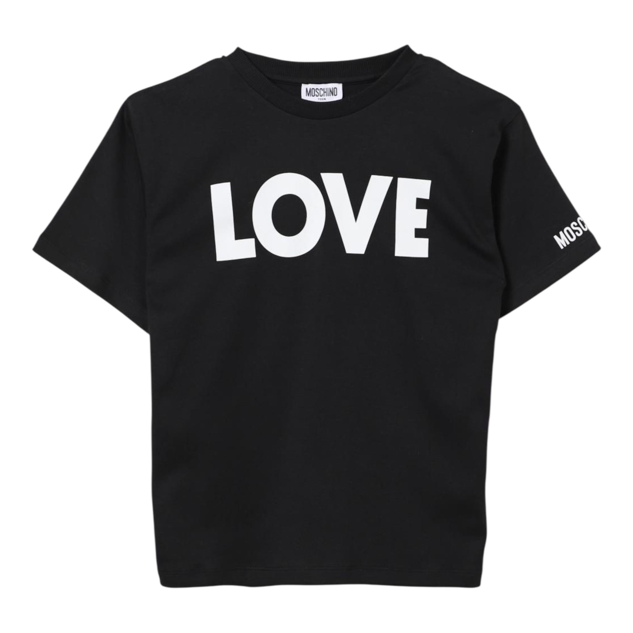 MOSCHINO t-shirt girocollo tinta unita con stampa Nero per Bambina HDM06HXXX NERO MOSCHINO