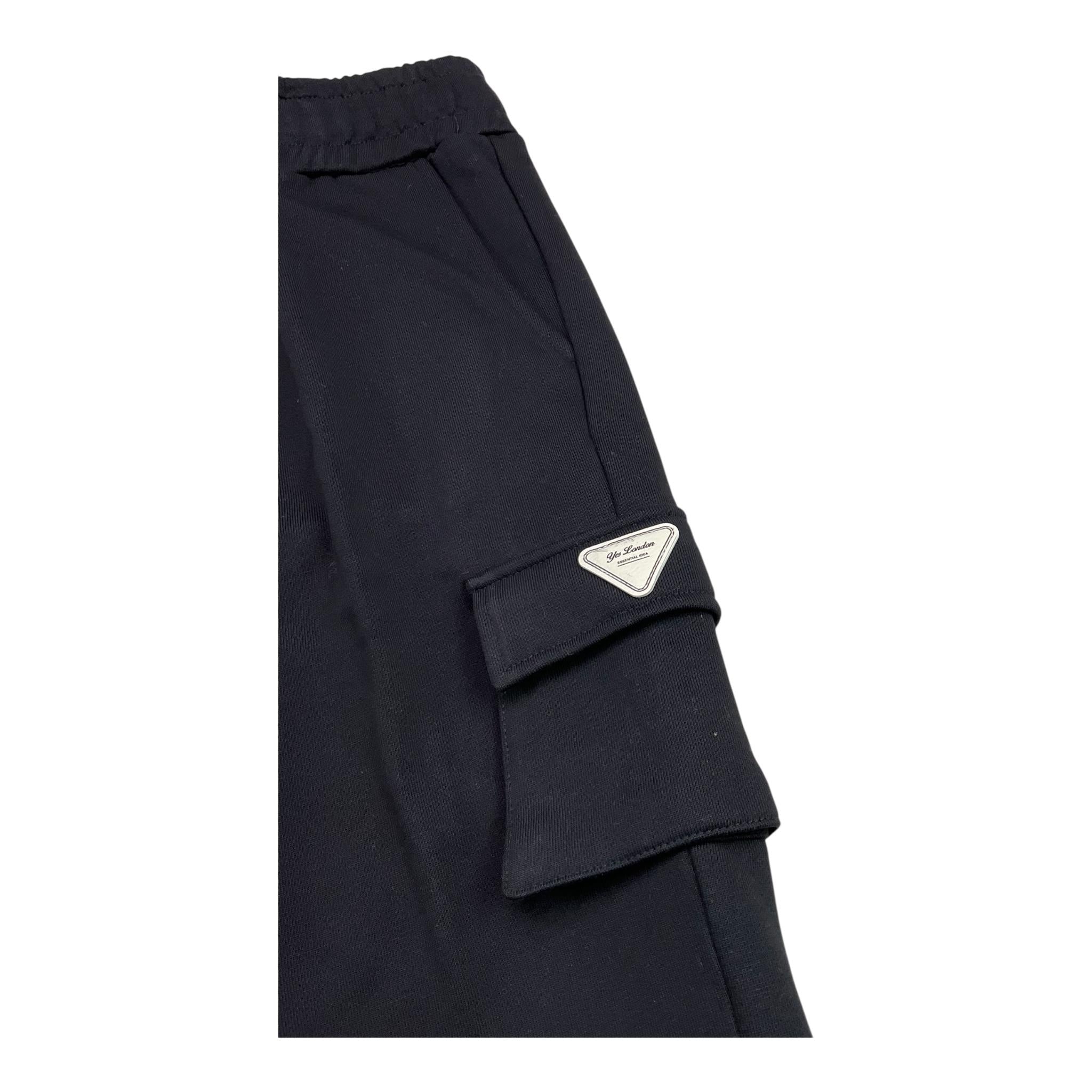 YES LONDON pantalone tuta tinta unita con tasconi Nero per Bambino JR0346 NERO YES LONDON