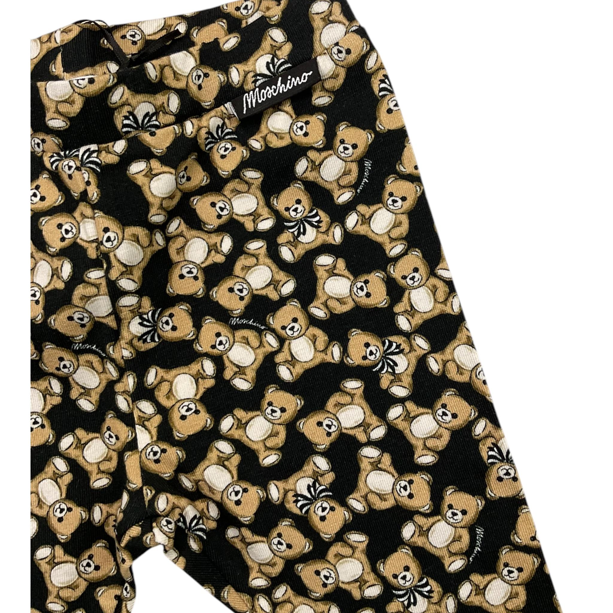 MOSCHINO leggins tinta unita con stampa orsacchiotti Nero per Neonata MHP032 NERO MOSCHINO