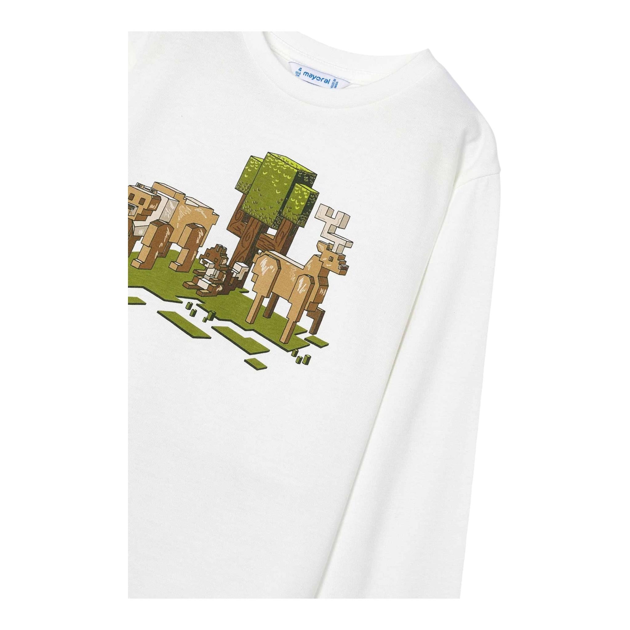 MAYORAL shirt girocollo tinta unita con stampa Bianco per Bambino 4054J BIANCO MAYORAL