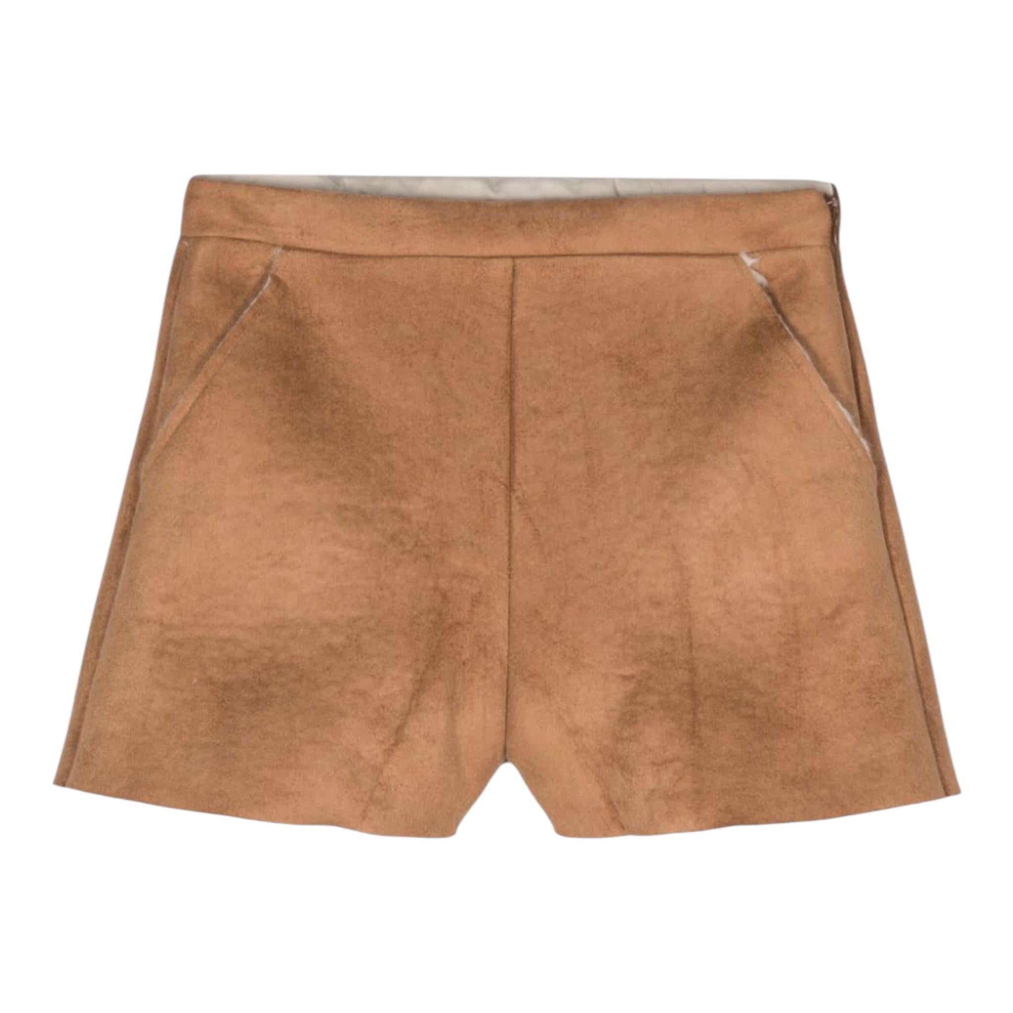 DOU DOU short tinta unita in camoscio Cammello per Bambina DV6A09 CAMMELLO DOU DOU