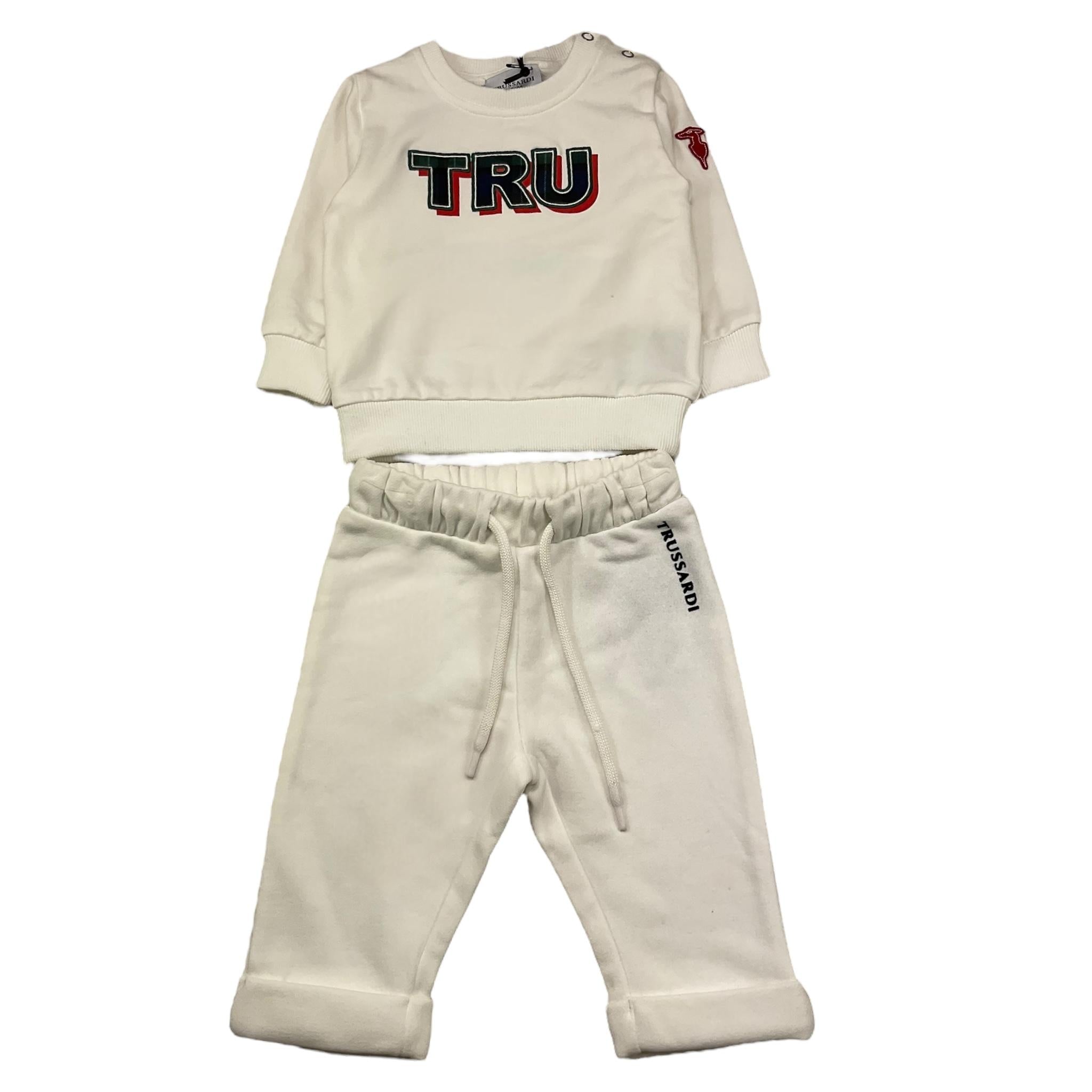 TRUSSARDI completo 2 pezzi felpa-pantalone tinta unita Bianco per Neonato TIA25031CF BIANCO TRUSSARDI