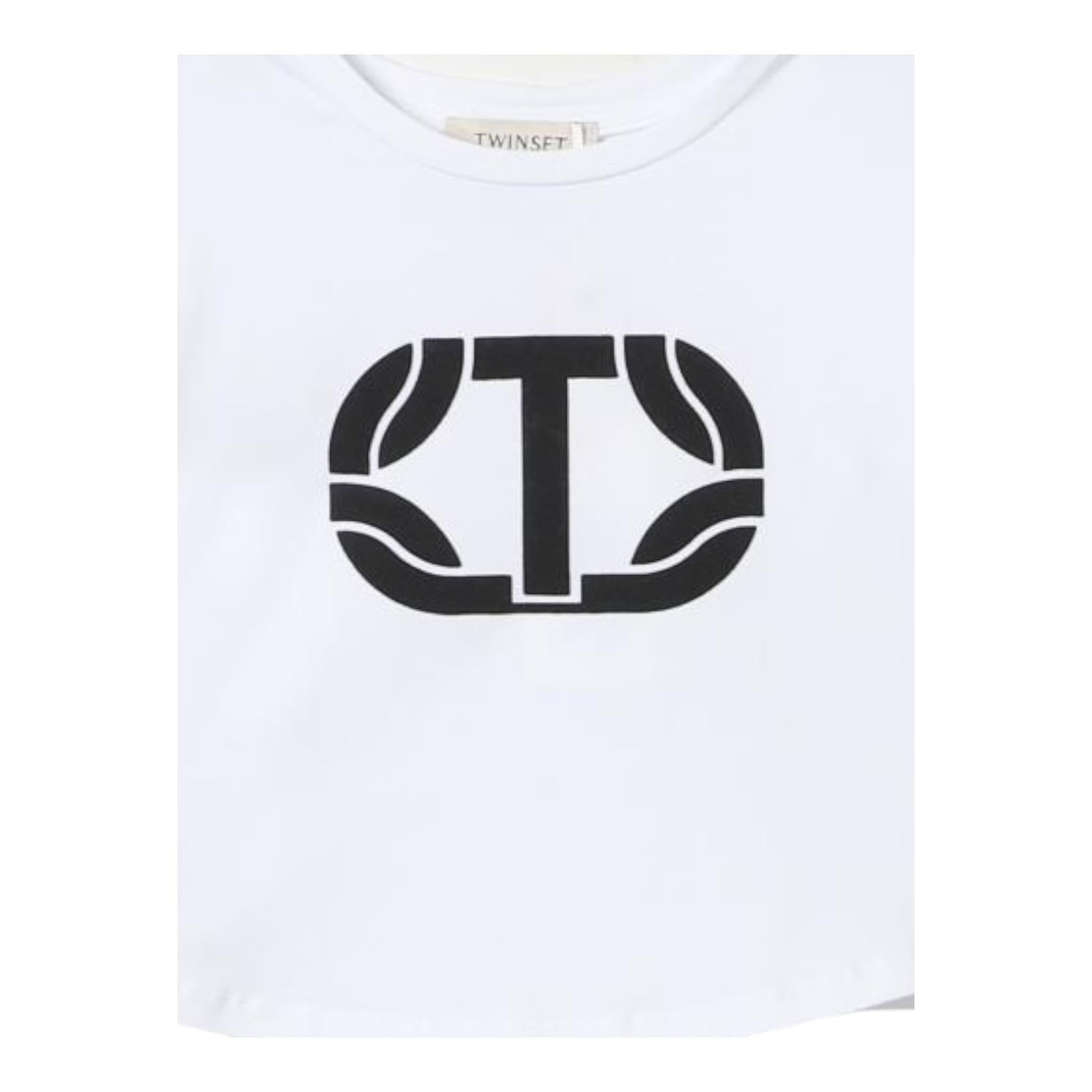TWINSET shirt girocollo tinta unita con stampa Bianco per Bambina 242GJ2032XXX BIANCO TWINSET