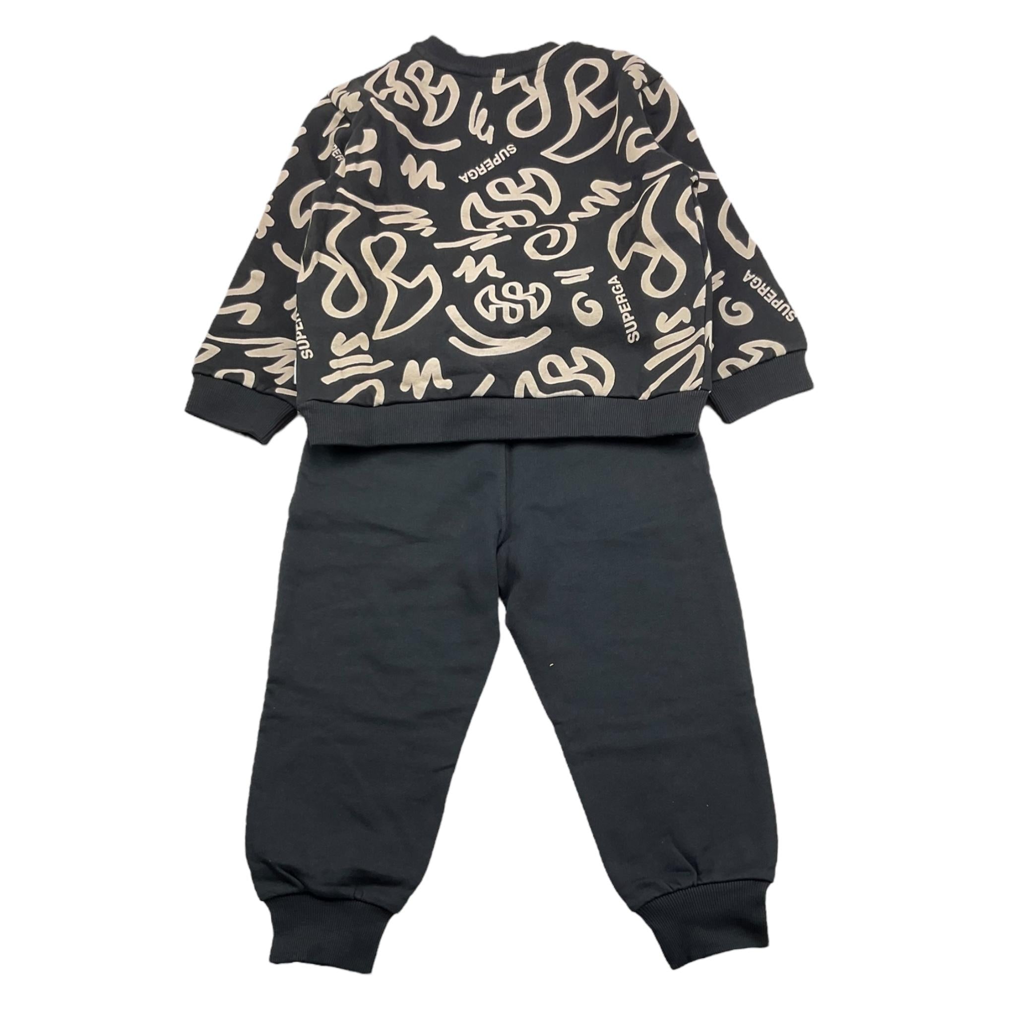 SUPERGA completo 2pz felpa logata-pantalone Nero per Bambino AS150 NERO SUPERGA