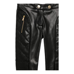 MOSCHINO pantalone in ecopelle tinta unita con zip in contrasto Nero per Bambina 018700 NERO MOSCHINO
