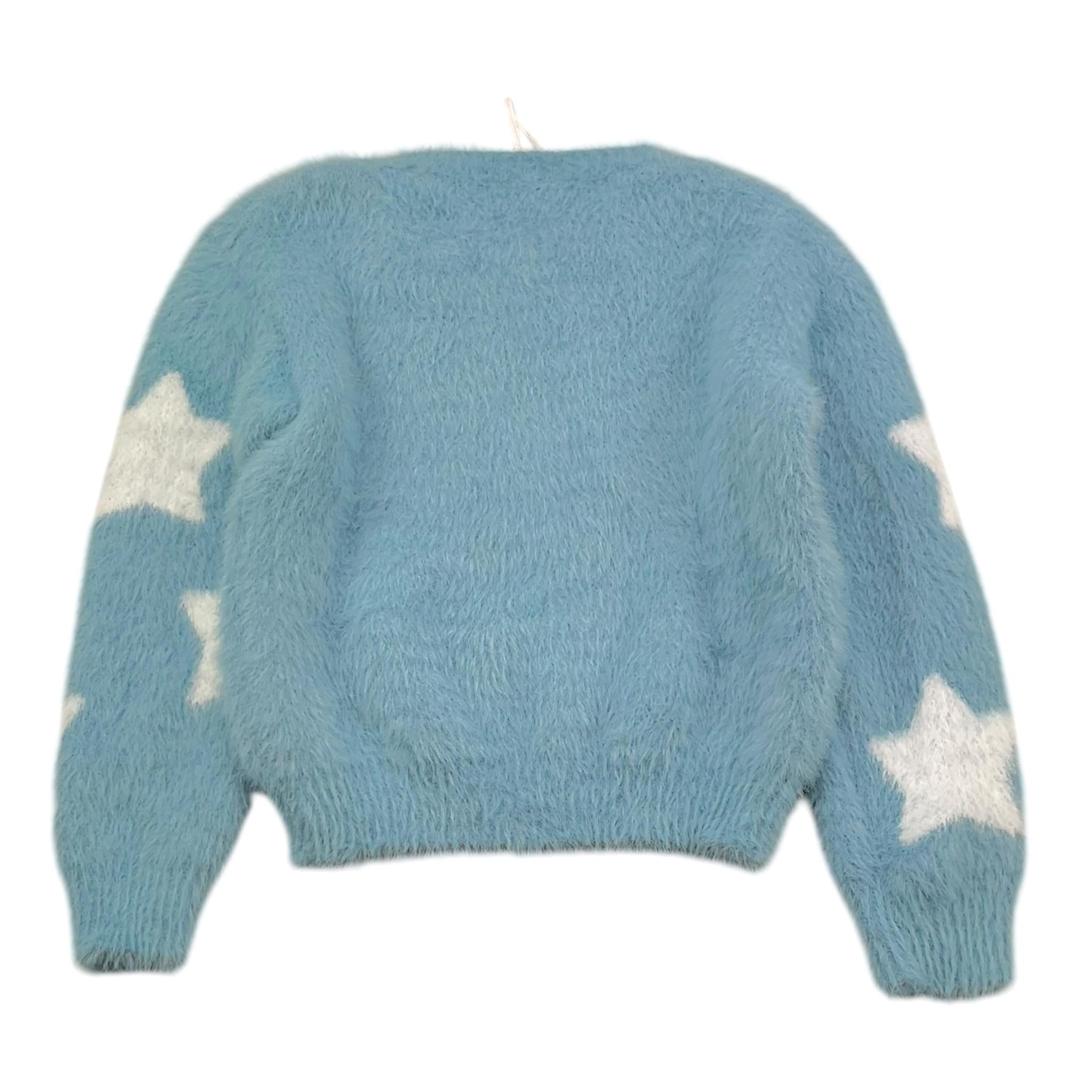 LU LU BY MISS GRANT maglia tinta unita con stampa stelle Azzurro per Bambina LL3153 AZZURRO LU LU BY MISS GRANT