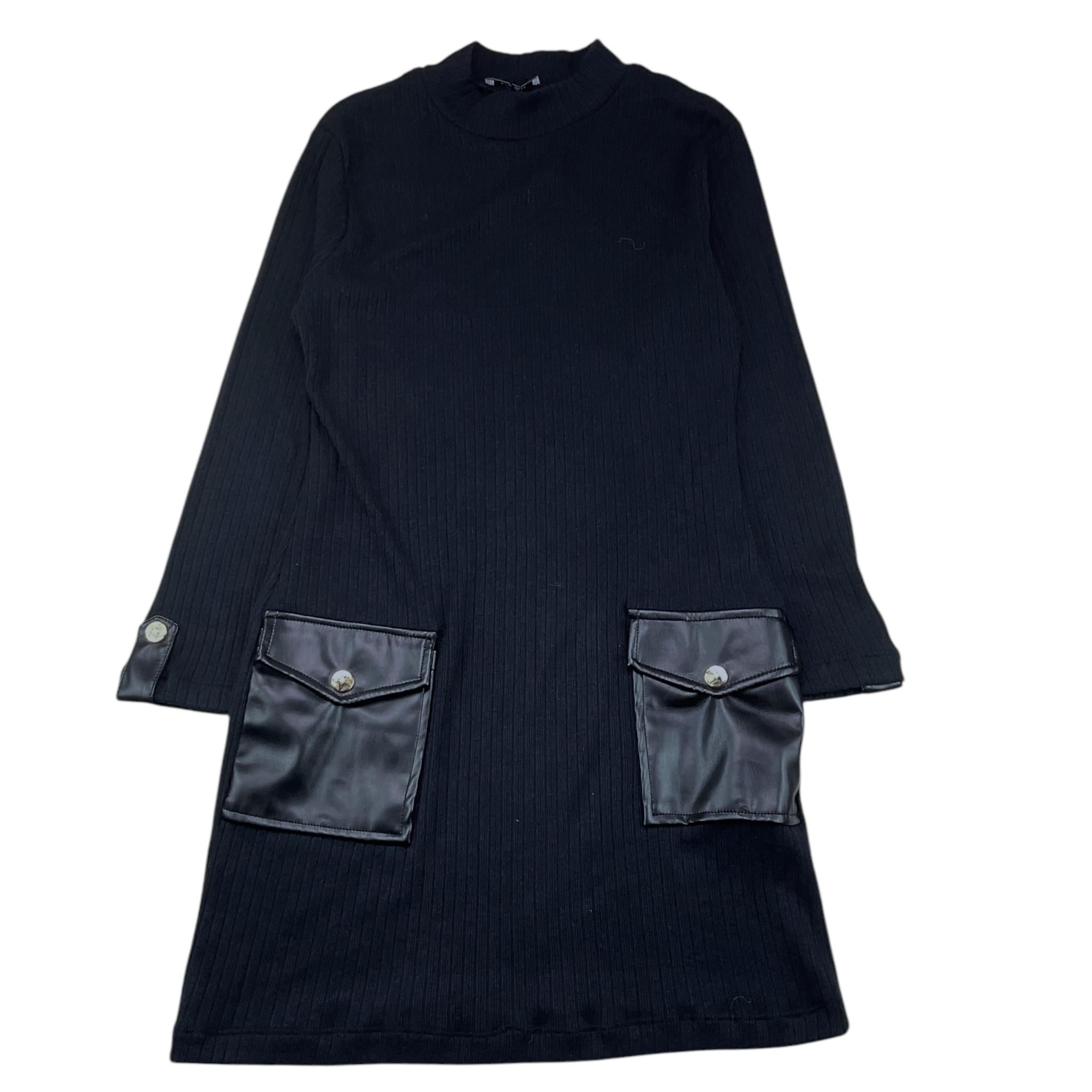 NAIDA abito manica lunga tinta unita con tasche Nero per Bambina NAAB269 NERO NAIDA
