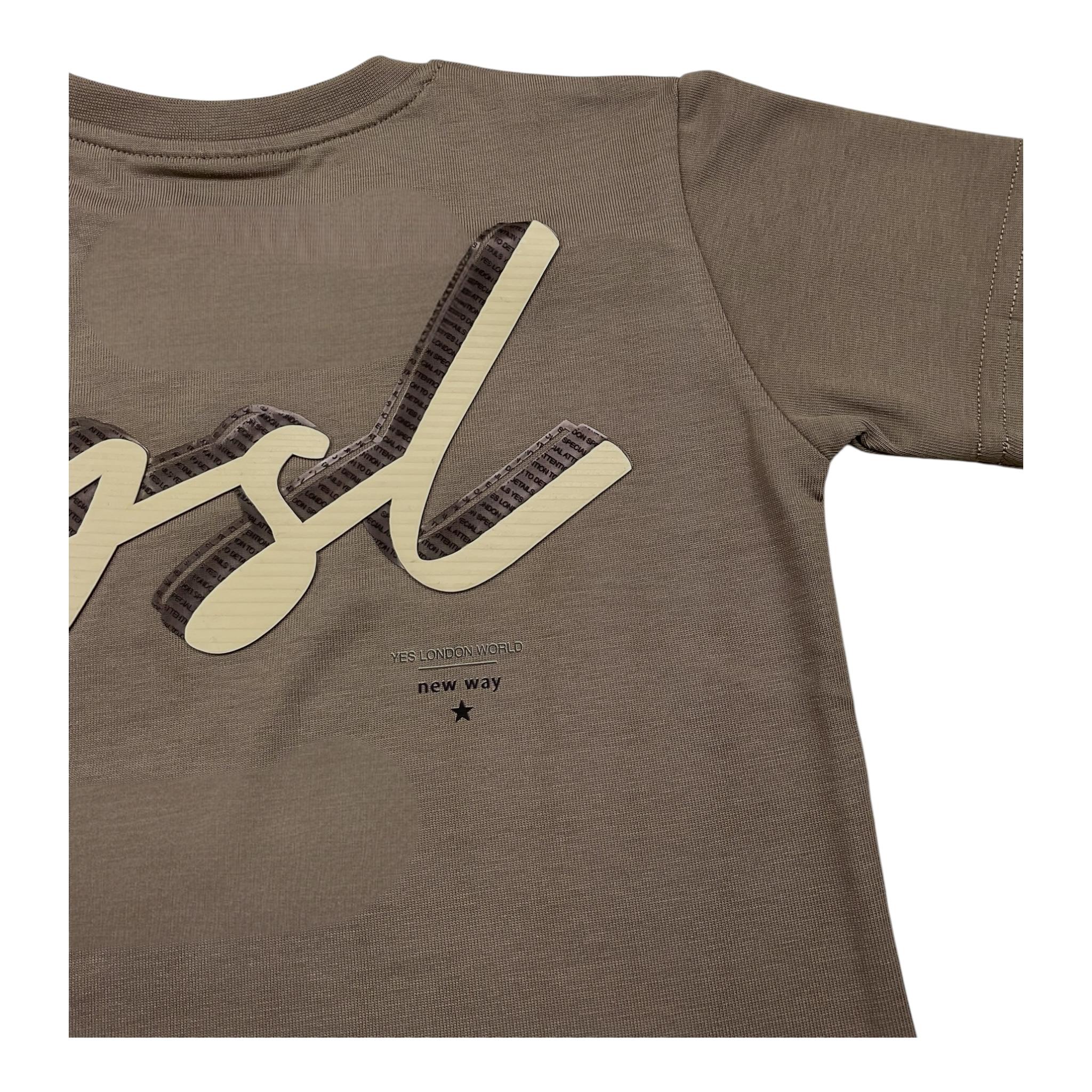 YES LONDON t-shirt girocollo tinta unita Fango per Bambino JR2111 FANGO YES LONDON