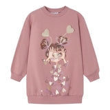 MAYORAL abito felpa tinta unita girocollo con stampa in contrasto Rosa per Bambina 4933X ROSA MAYORAL