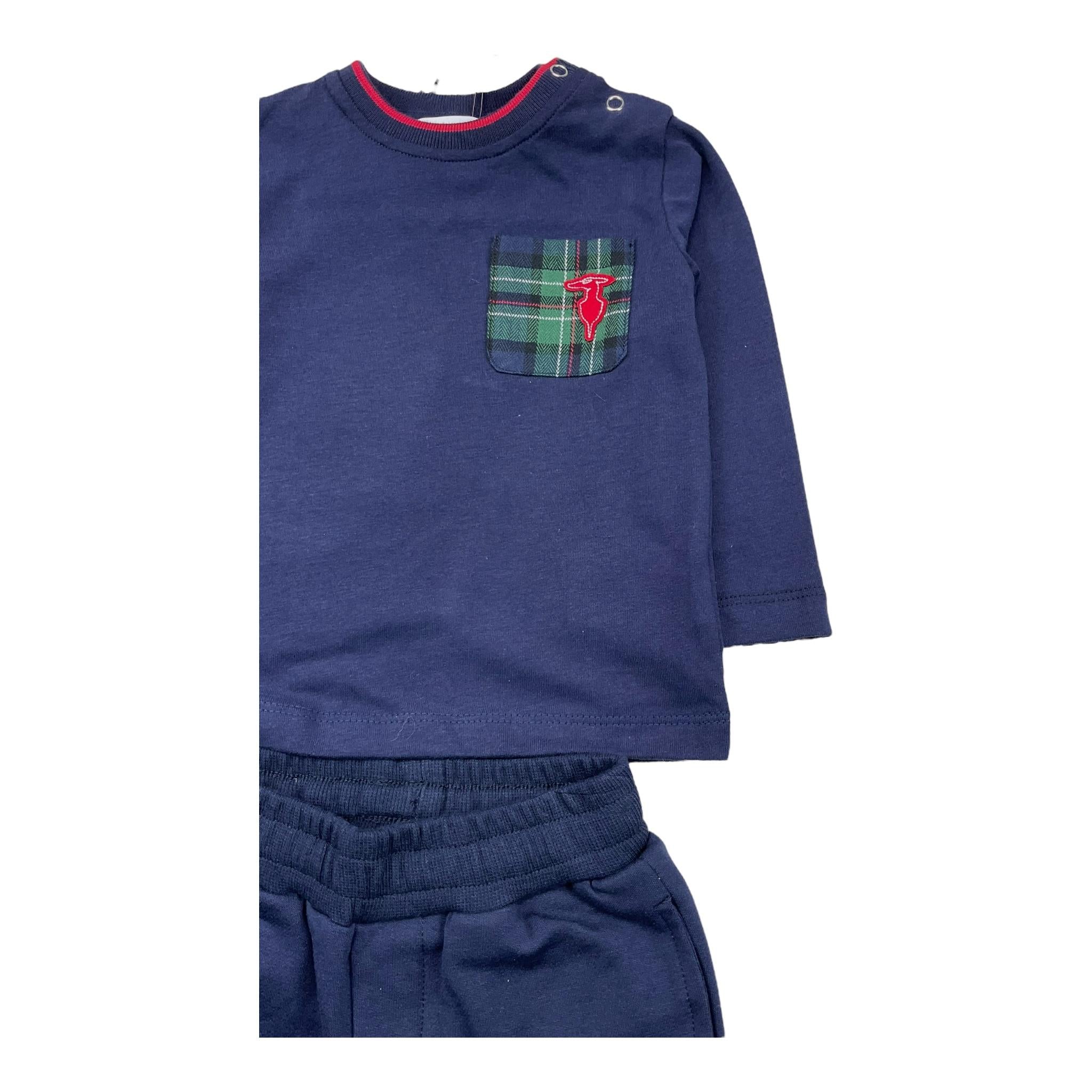 TRUSSARDI completo 2 pezzi shirt-pantalone tinta unita Blu per Neonato TIA25044CJ BLU TRUSSARDI