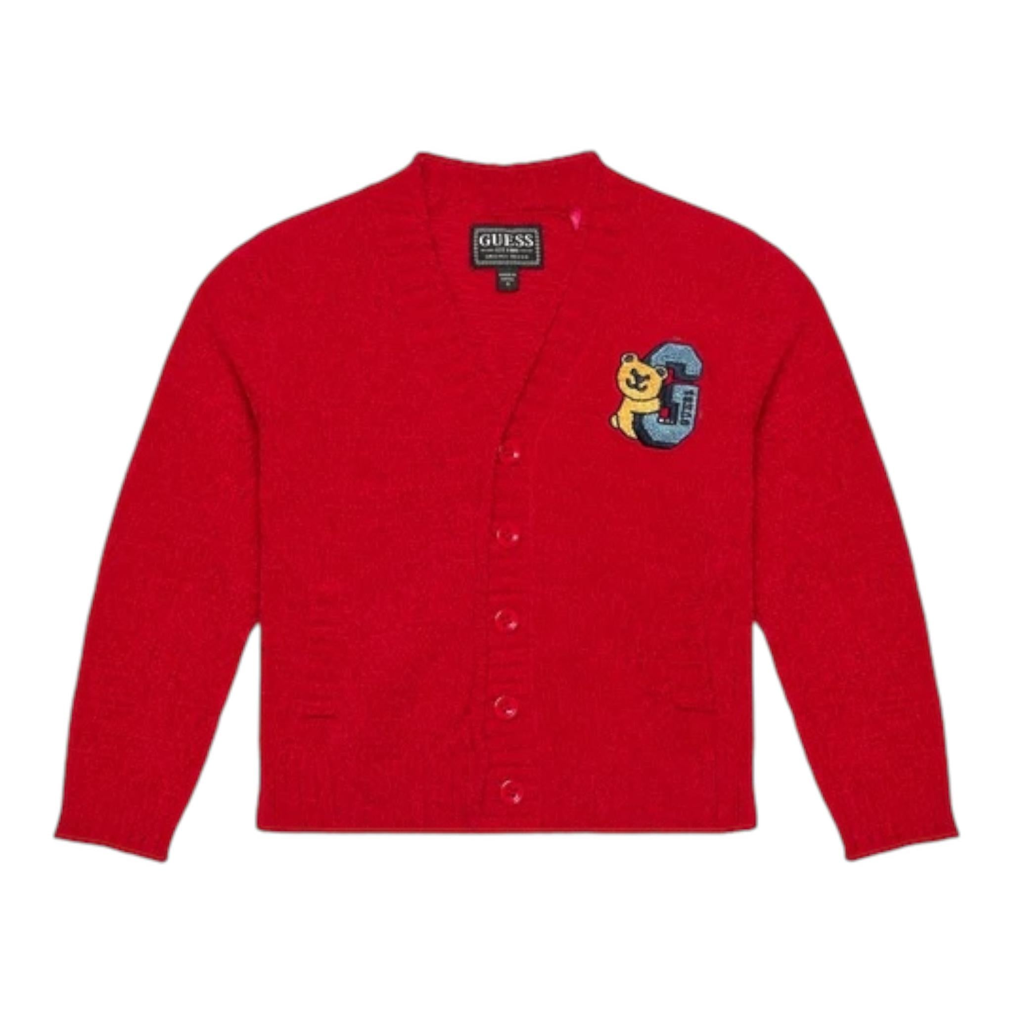 GUESS cardigan tinta unita con stampa Rosso per Bambino N3BR02Z29O0 ROSSO GUESS