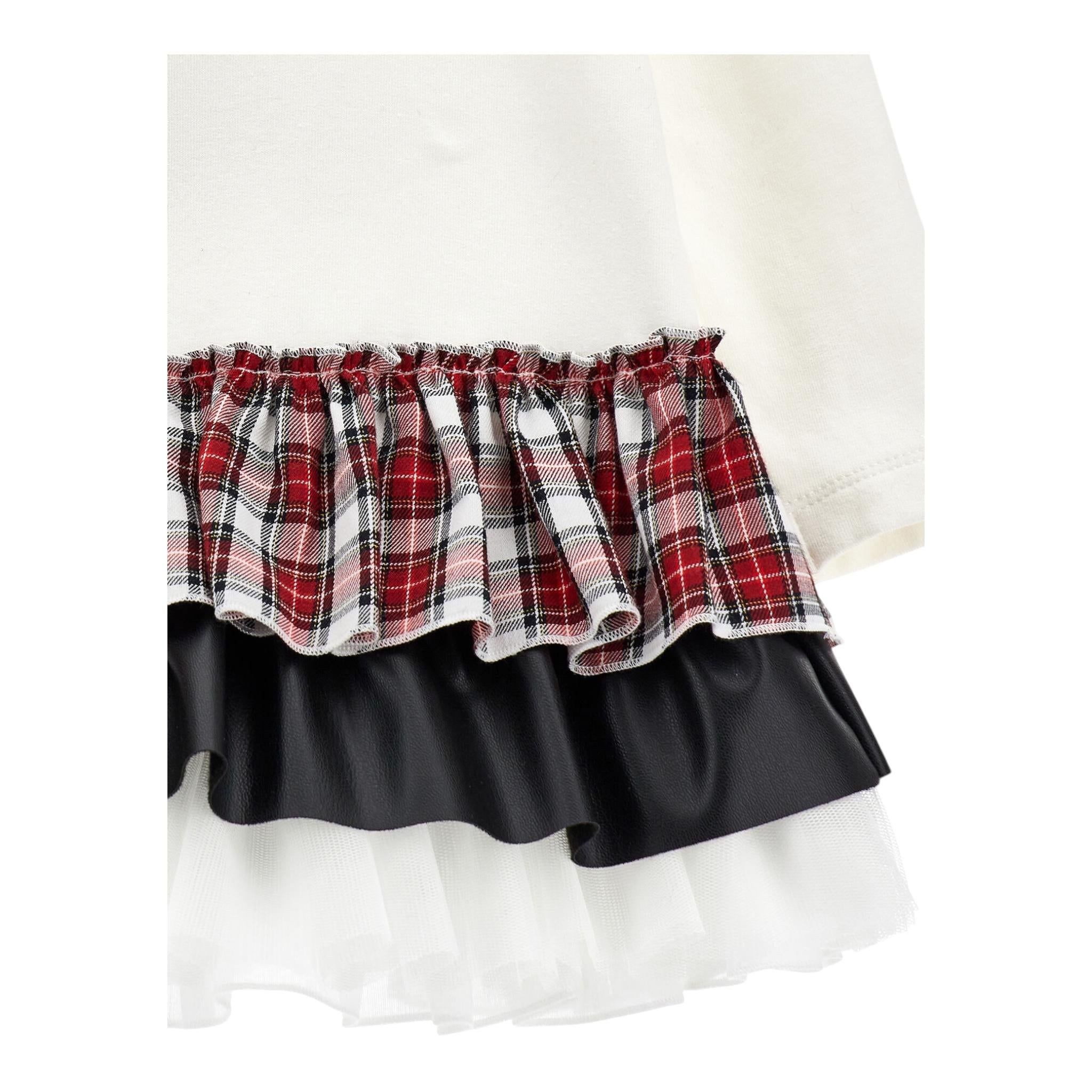 ELISABETTA FRANCHI abito felpa girocollo tinta unita con balze Bianco per Bambina 19D922 BIANCO ELISABETTA FRANCHI