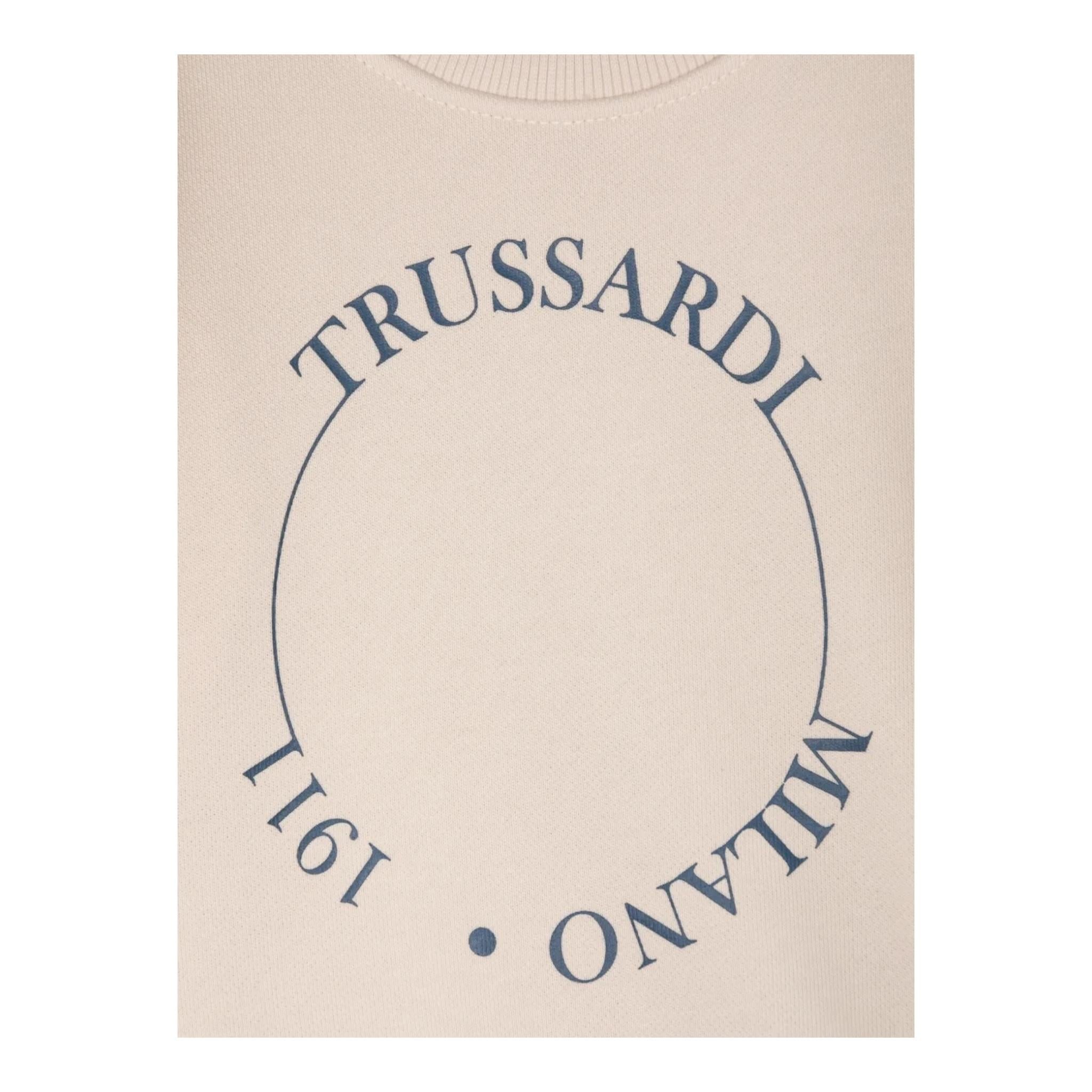TRUSSARDI felpa tinta unita girocollo con stampa Beige per Neonato TIA24O82FE BEIGE TRUSSARDI